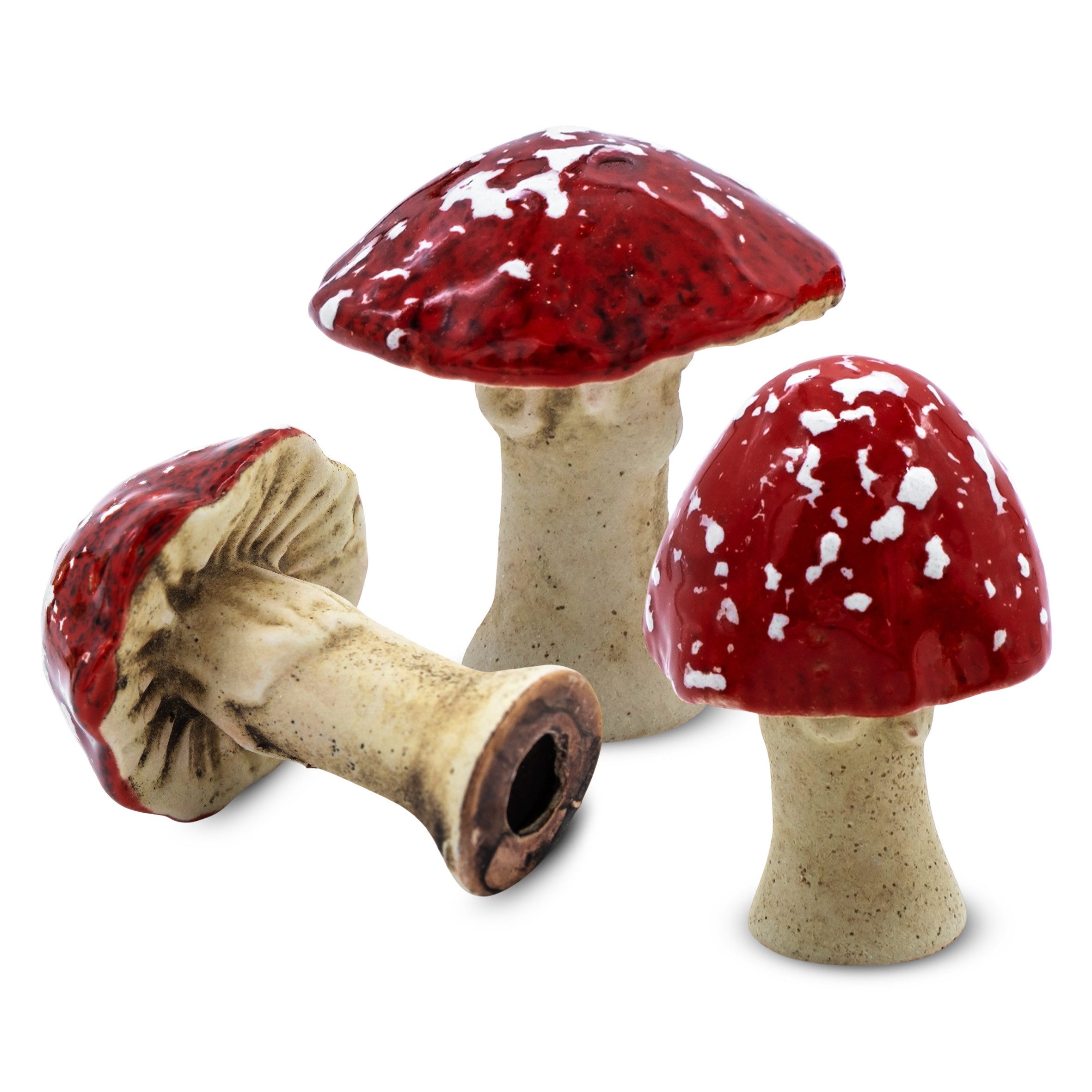 Spetebo Dekofigur Steingut Deko Pilz 3er Set (Anzahl, 1 St., Stück), Vielseitig einsetzbar – Bild 3 von 5