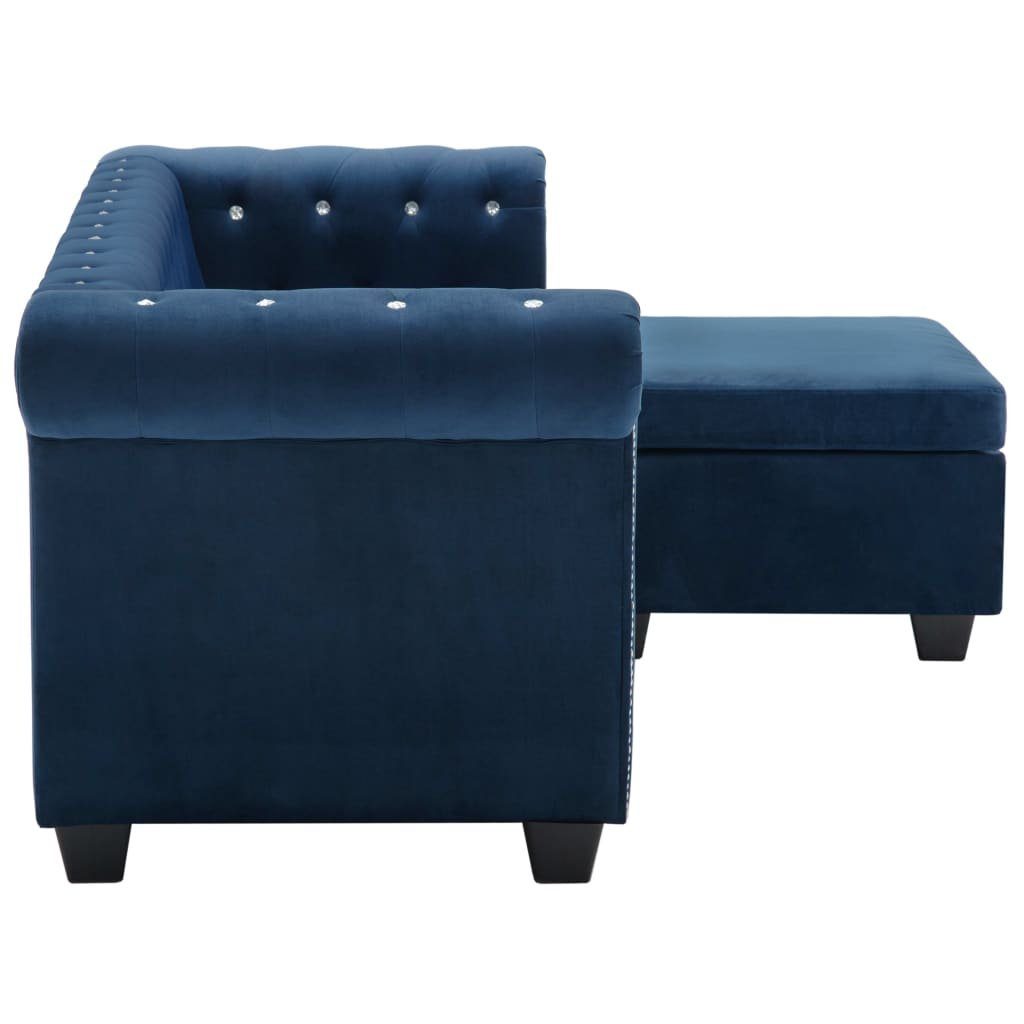 Sofa Samtbezug Sofa 199x142x72 Blau cm vidaXL Chesterfield L-förmig