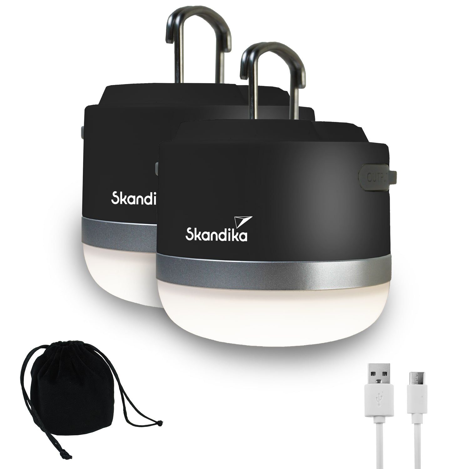 Skandika LED Gartenleuchte Campinglampe Tarfala, aufladbar, USB Anschluss, 3600 mAh Powerbank, stufenlos dimmbar, 110 h Akku, Zeltlampe, Haken zum Aufhängen, Outdoor