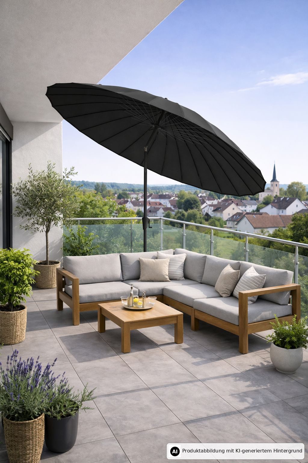Leco Sonnenschirm Shanghai Sonnenschirm Balkonschirm Terrassenschirm Schirm, LxB: 250x260 cm, Kurbelbedienung, Abknickfunktion / Neigungsverstellung