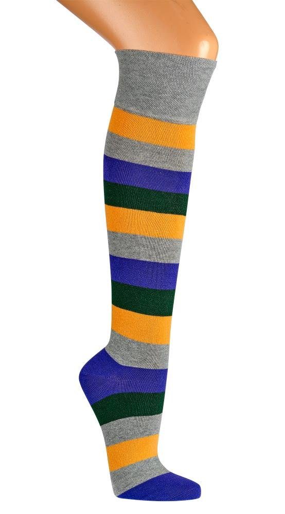 FussFreunde Kniestrümpfe 2 Paar gemusterte Kniestrümpfe Streifen Muster mit ANTI-LOCH-Garantie