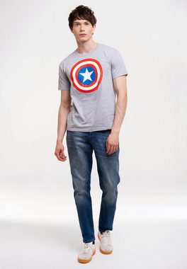 LOGOSHIRT T-Shirt Marvel Comics - Captain America Logo mit lizenziertem Print