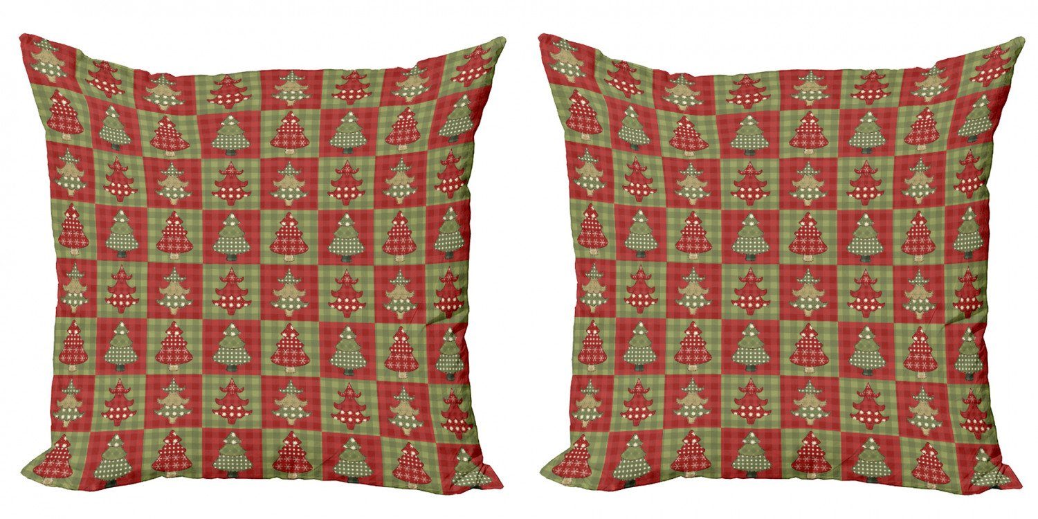 Kissenbezüge Modern Accent Doppelseitiger Digitaldruck, Abakuhaus (2 Stück), Weihnachten Noel Trees Quilt