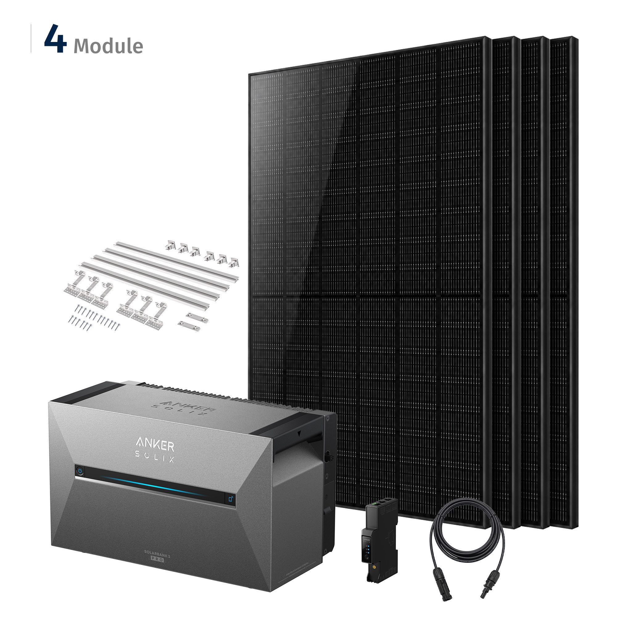 SolarMars Balkonkraftwerk mit Speicher 2000W Anker Solix Solarbank 3 E2700 Pro, 2000 W, Monokristallin, (mit optionaler BP2700 Erweiterungsakku und Halterung), mit intelligenter KI zur dynamischen Überwachung des Stromverbrauchs von SolarMars