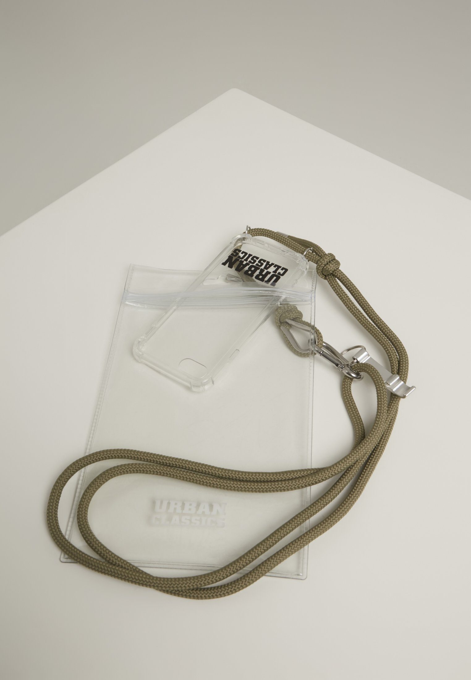 URBAN CLASSICS Schmuckset Accessoires Phone Necklace with Additionals I Phone 8 (1-tlg) transparent/olive | Schmuck-Sets