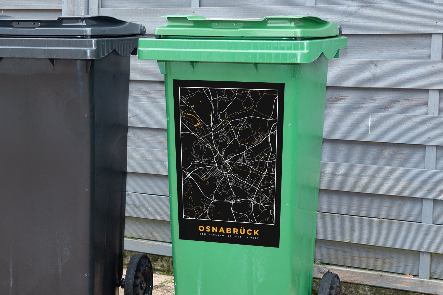 Abfalbehälter St), Deutschland - MuchoWow - (1 Mülltonne, - - Stadtplan Osnabrück Mülleimer-aufkleber, Gold Container, Karte Sticker, Wandsticker