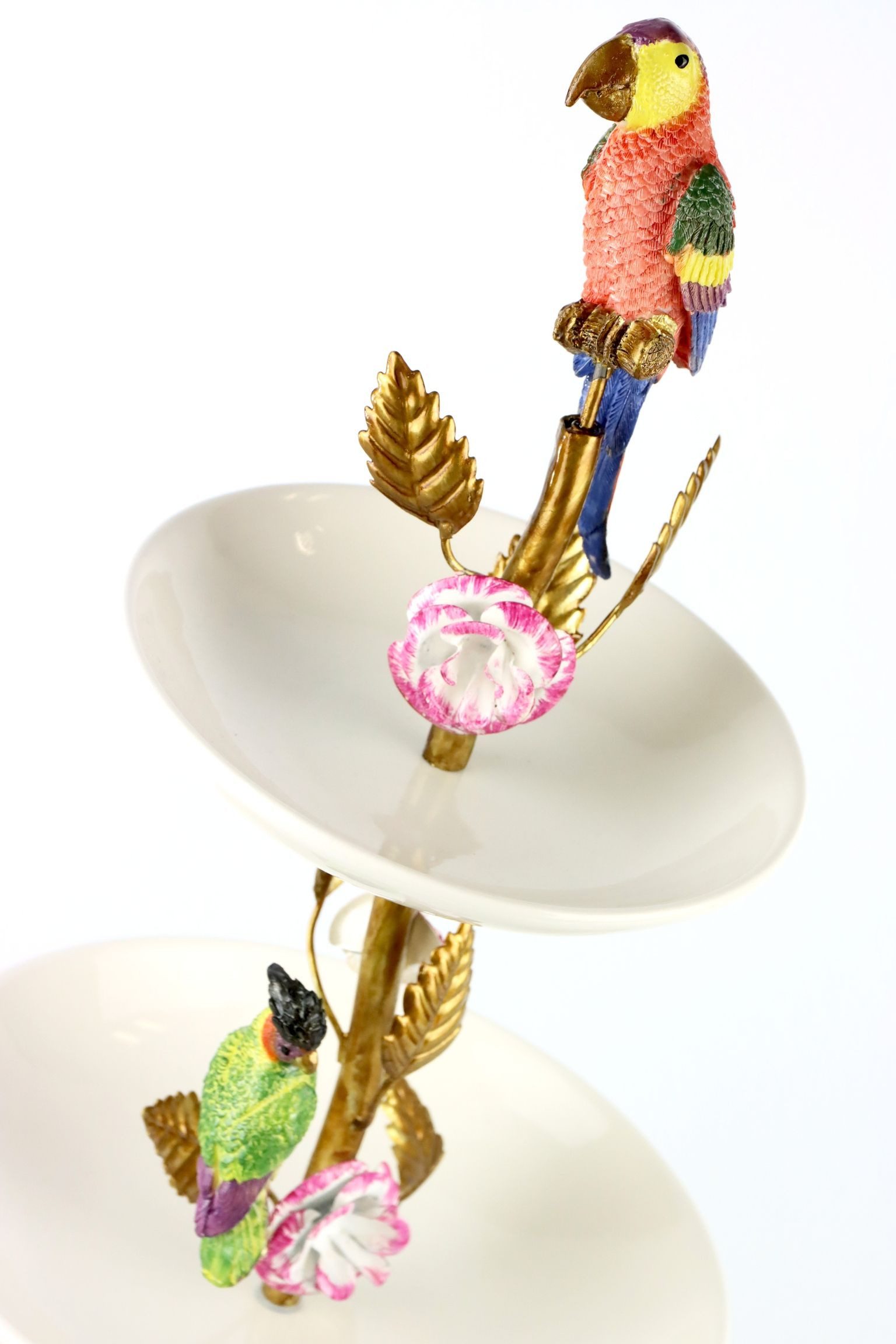 FURNARO Etagere PARADISE BIRDS, Keramik, Polyresin, Metall, mit Motiv Paradisvogel aus Keramik und Metall ca. 62cm