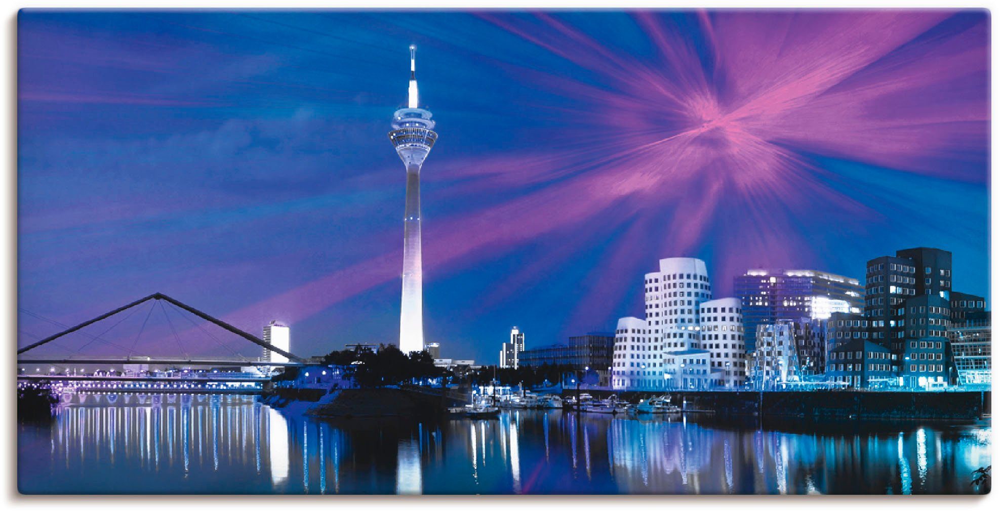 Artland Leinwandbild Düsseldorf Skyline Abstrakte Collage, Deutschland (1 St), auf Holzrahmen gespannt