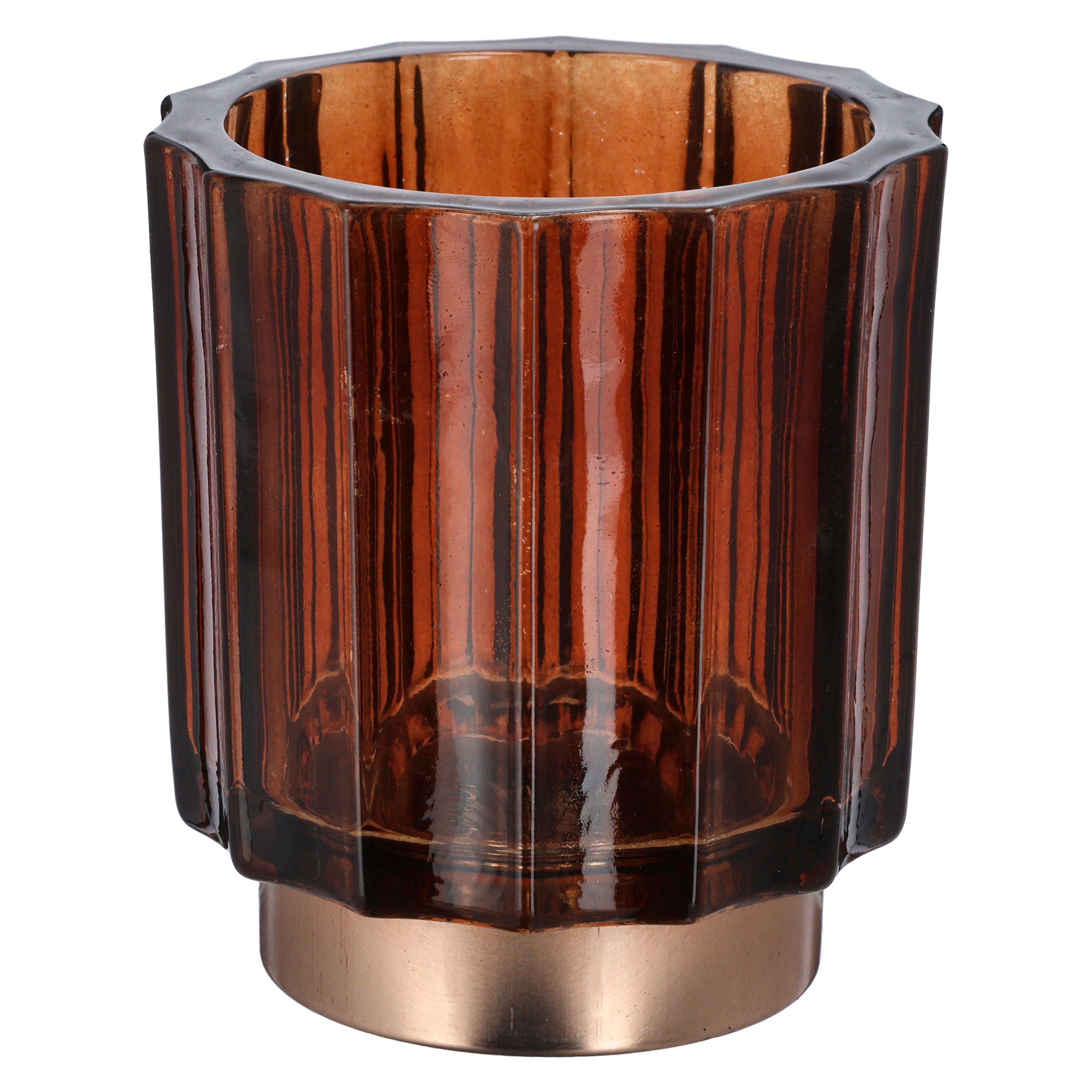 3 9,2x10cm Sockel Windlicht 3er Glas Farben Set CEPEWA Teelichthalter