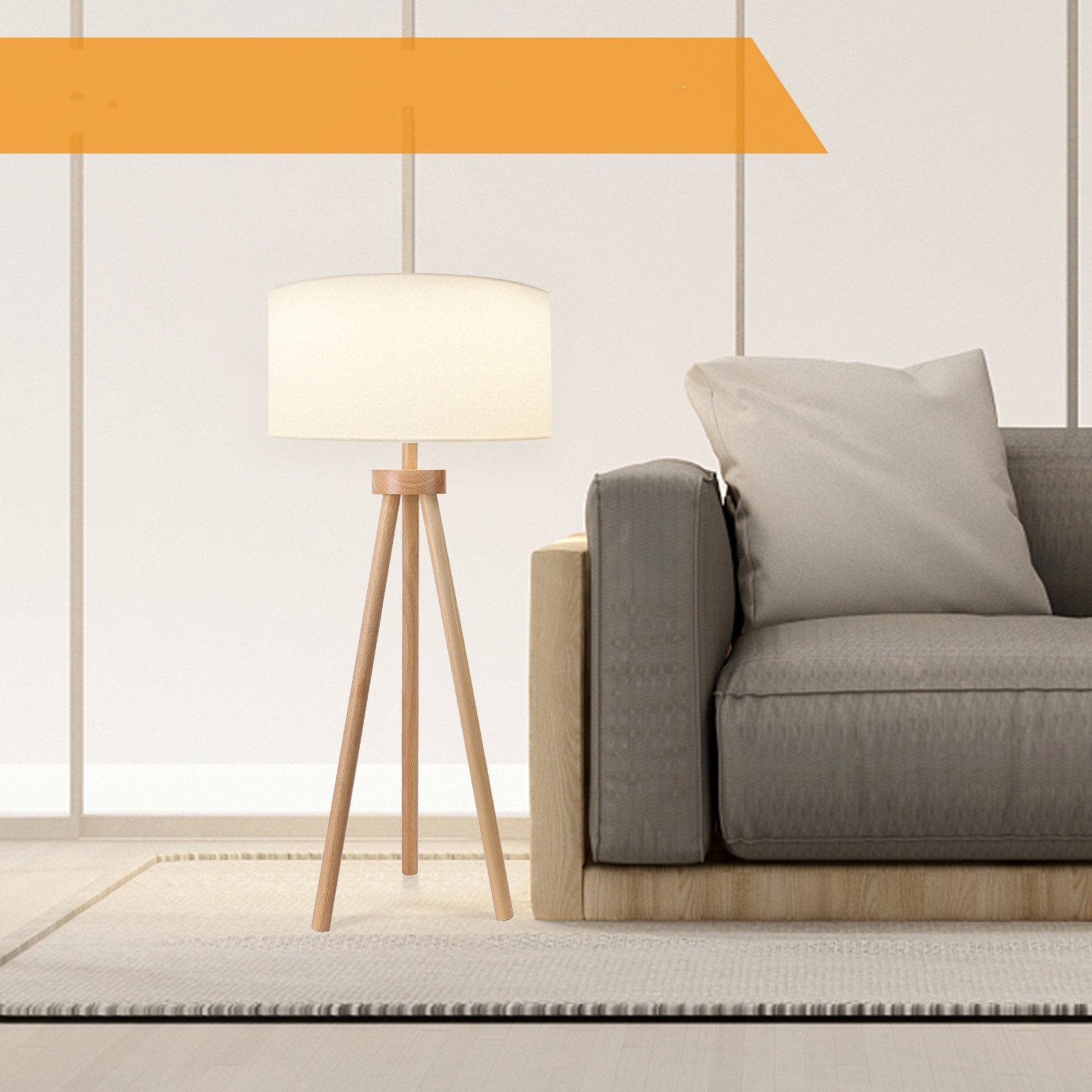 Aigostar LED Stehlampe Vintage mit Leinenschirm Lampenschirm und Fußschalter,143 cm Höhe