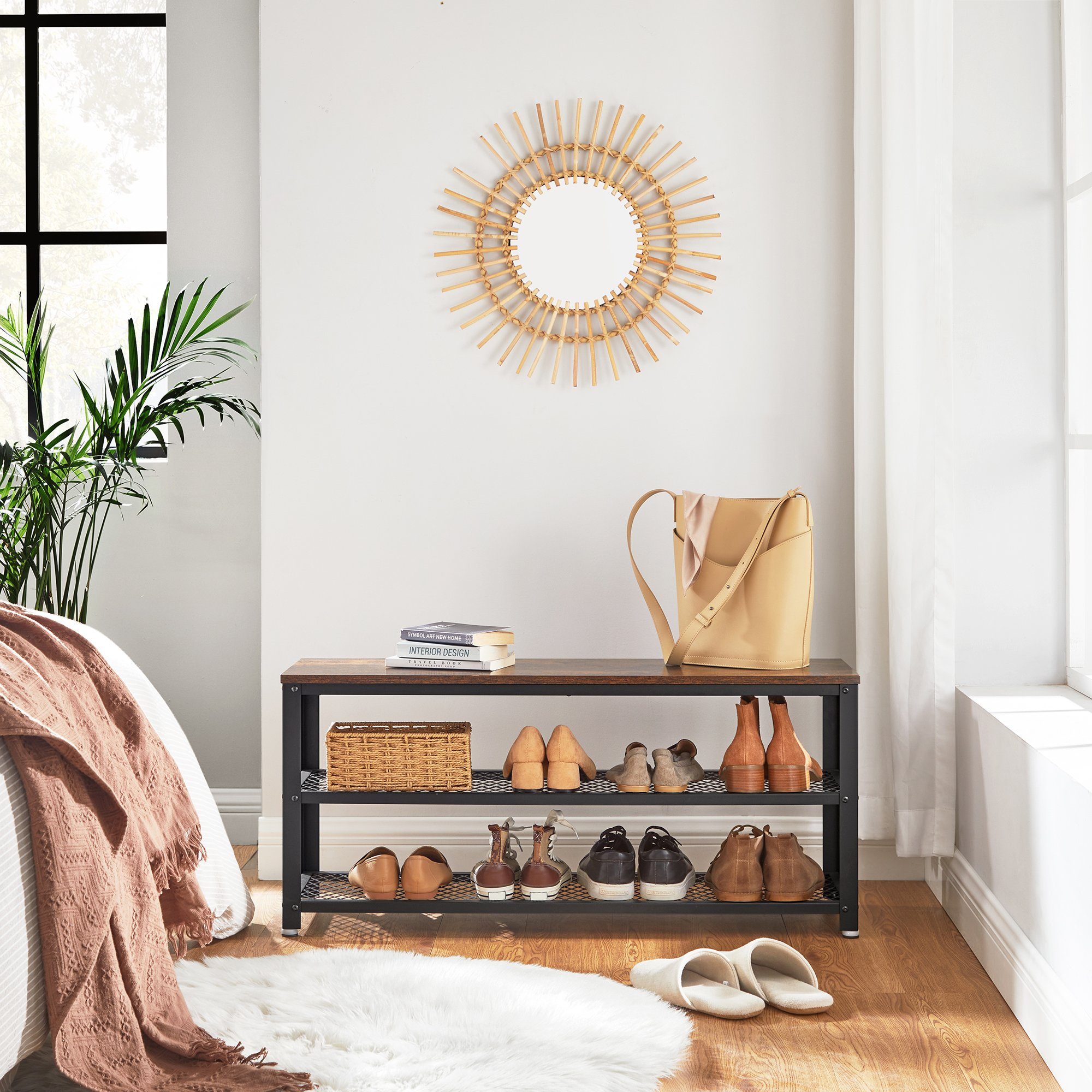 VASAGLE Schuhbank, Schuhregal, 100 x 30 x 45 cm (L x B x H)