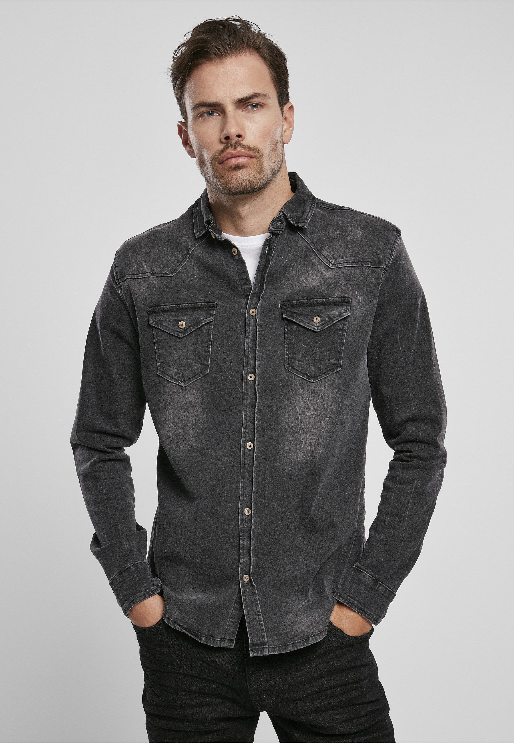 Brandit Kurzarmshirt Brandit Herren Riley Denim Shirt (1-tlg)