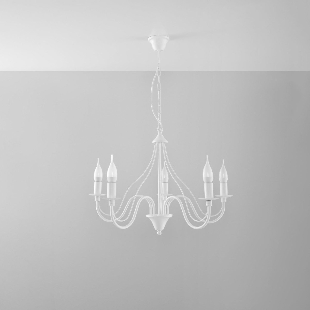 SOLLUX lighting Kronleuchter Kronleuchter Minerwa 5 Weiß, Nicht enthalten
