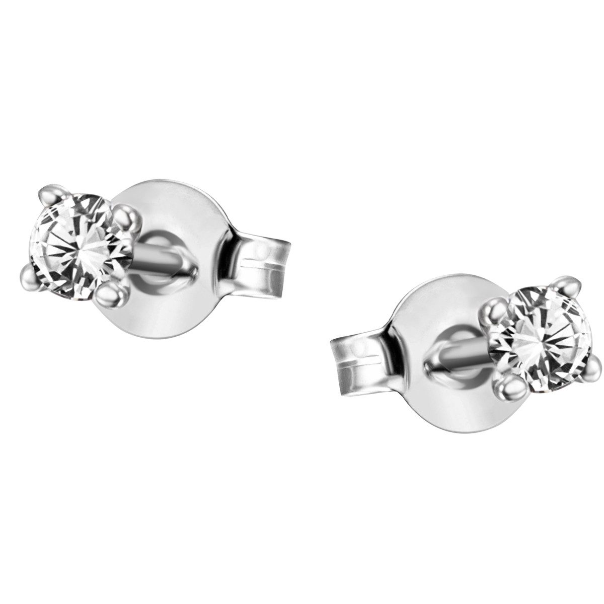 Reflexion Diamonds Paar Ohrstecker in 925/-, Solitär 4er Stotzen, Zirkonia, 2,6mm, Solitärohrstecker, 4er Stotzenfassung, Zirkonia 2,6mm
