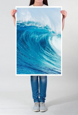 Sinus Art Poster 90x60cm Poster Blaue Meereswelle