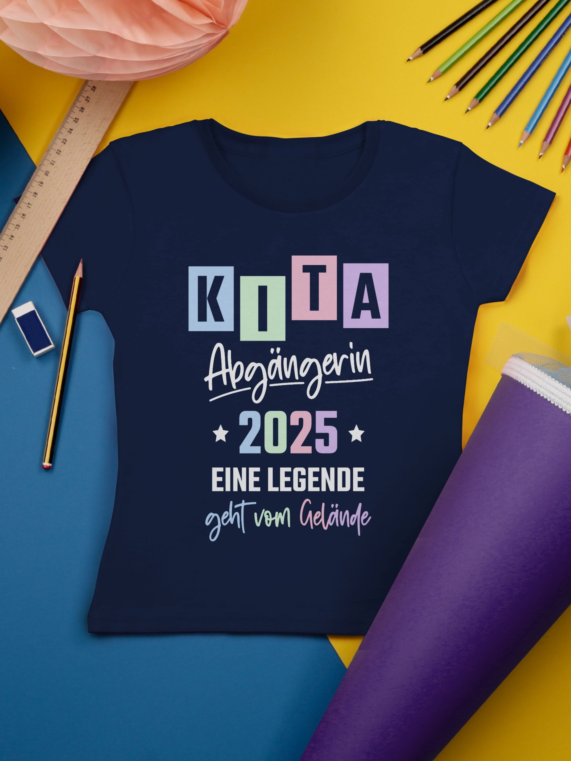 Shirtracer T-Shirt Kita Abgängerin 2025 - Legende Gelände Einschulung Mädchen