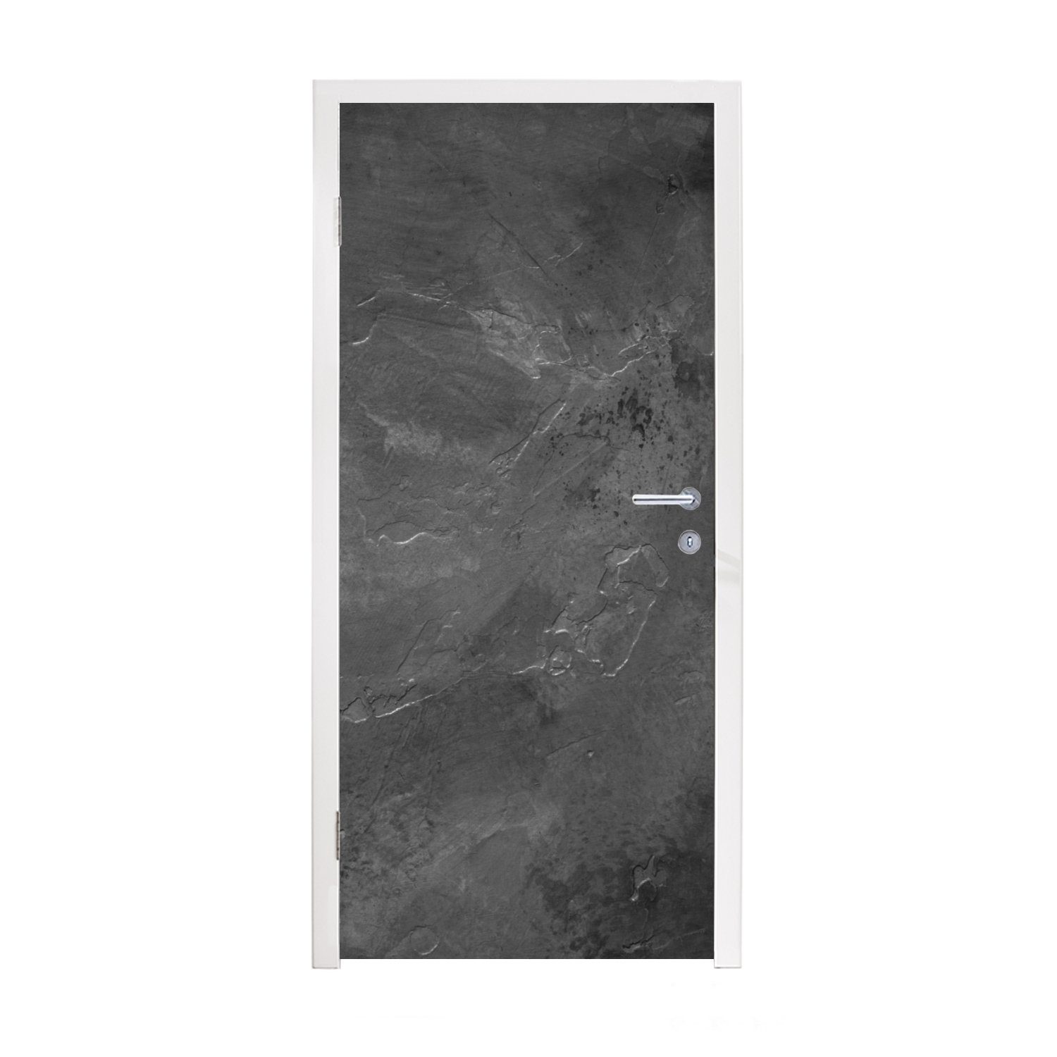 MuchoWow Türtapete Struktur - Zement - Beton - Grau - Vintage, Matt, bedruckt, (1 St), Selbstklebende Tapete, Folie für Möbel, 75x205 cm