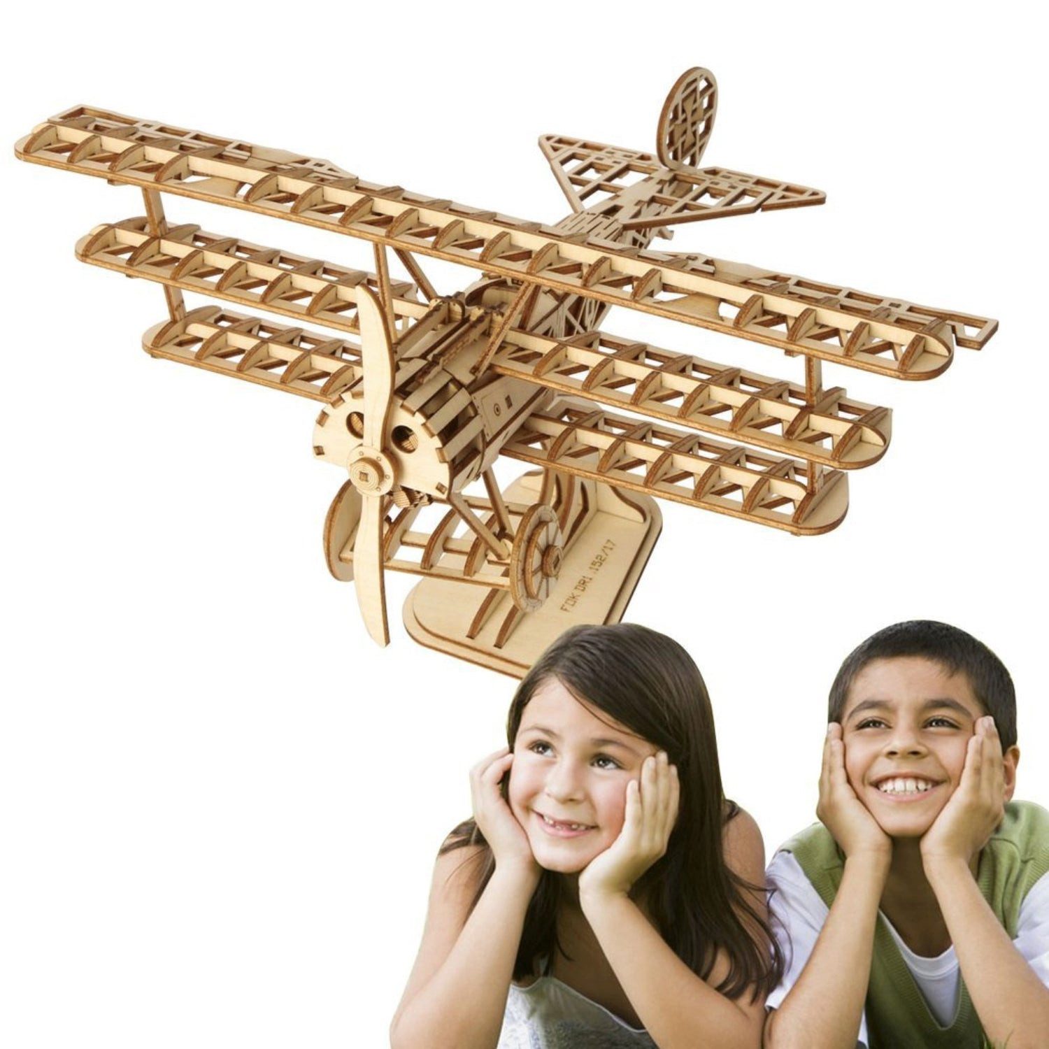 Robotime 3D-Puzzle Flugzeug Dreidecker 3D Puzzle, 145 Puzzleteile