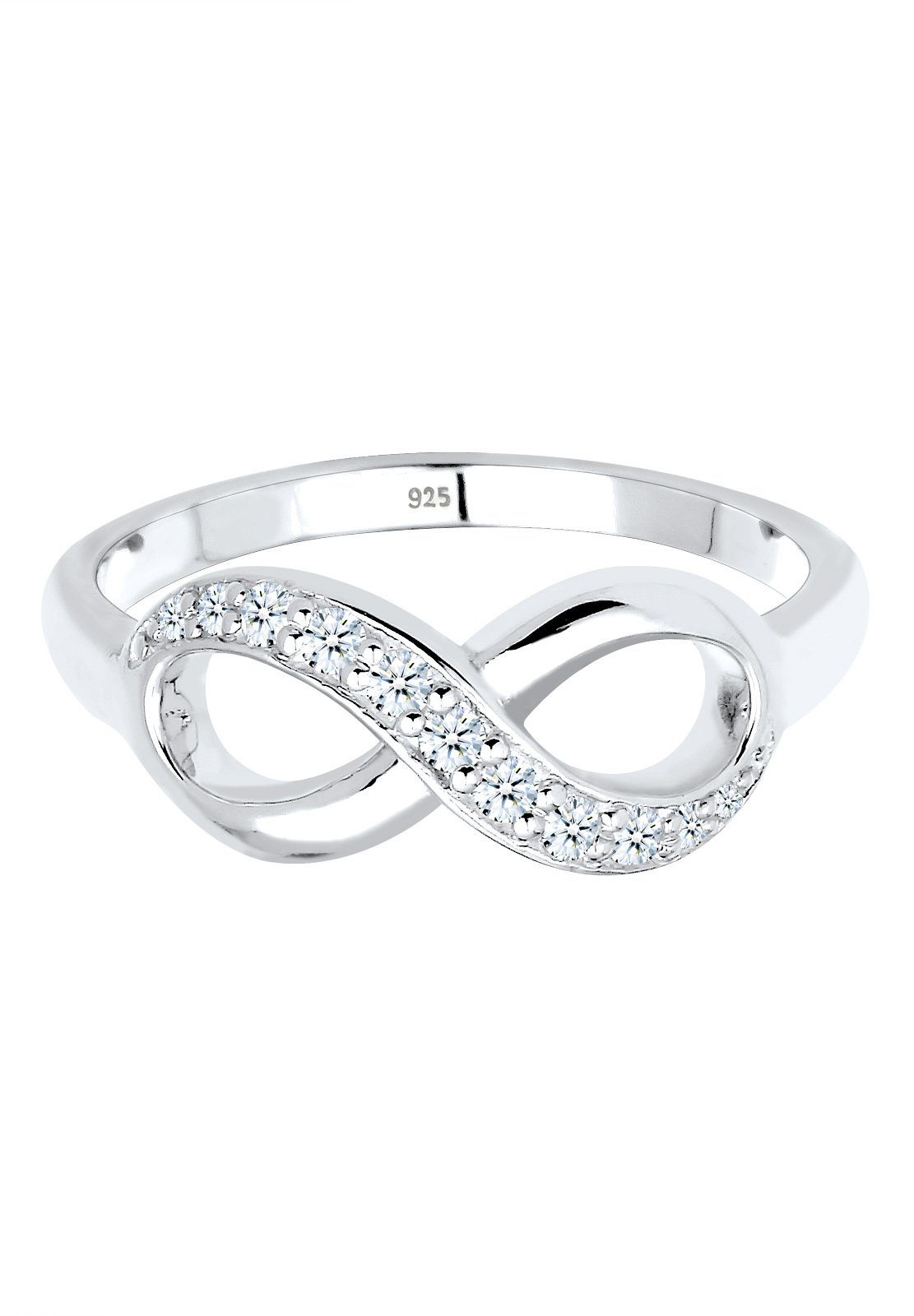 Elli DIAMONDS Verlobungsring Infinity Diamant Weiß Brillantschliff (0.12 ct) 925 Sterling Silber