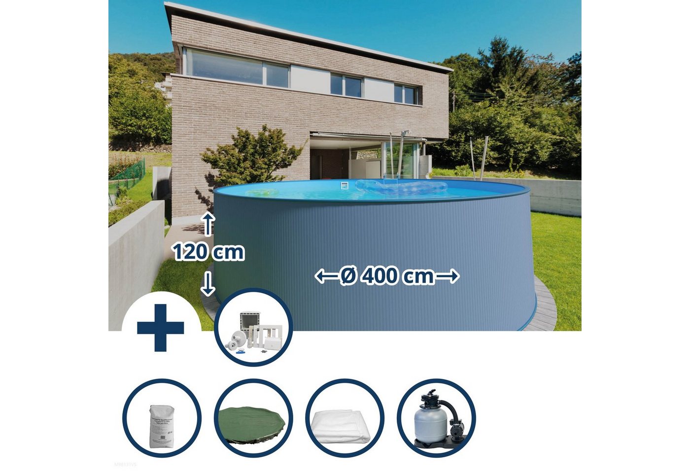 Thumbnail - Waterman Rundpool Stahlwandpool Set (6-teilig) rund 400 x 120 cm, St (Beckenset), verzinkte Stahlwand