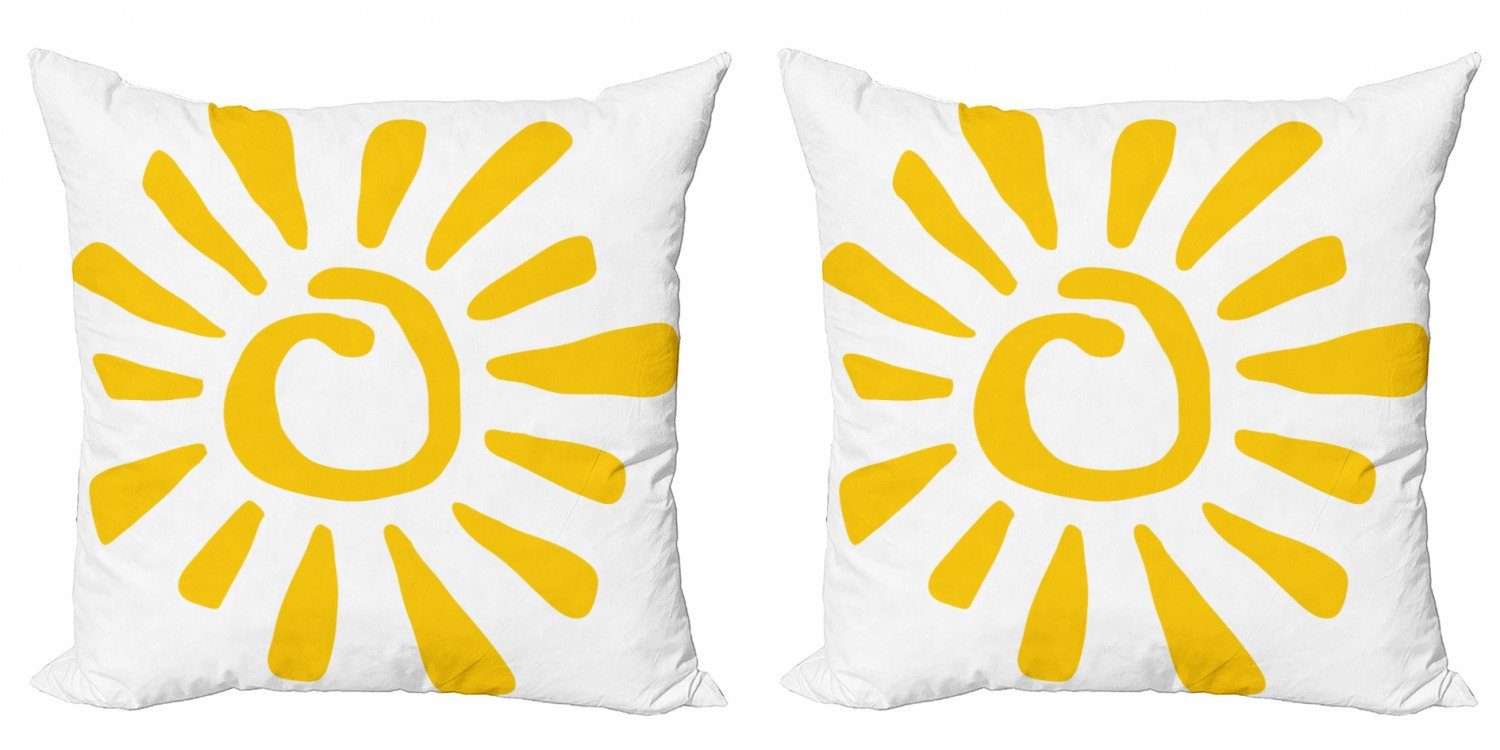 Kissenbezüge Modern Accent Doppelseitiger Digitaldruck, Abakuhaus (2 Stück), Sonne Doodle Sun Burst Sommer