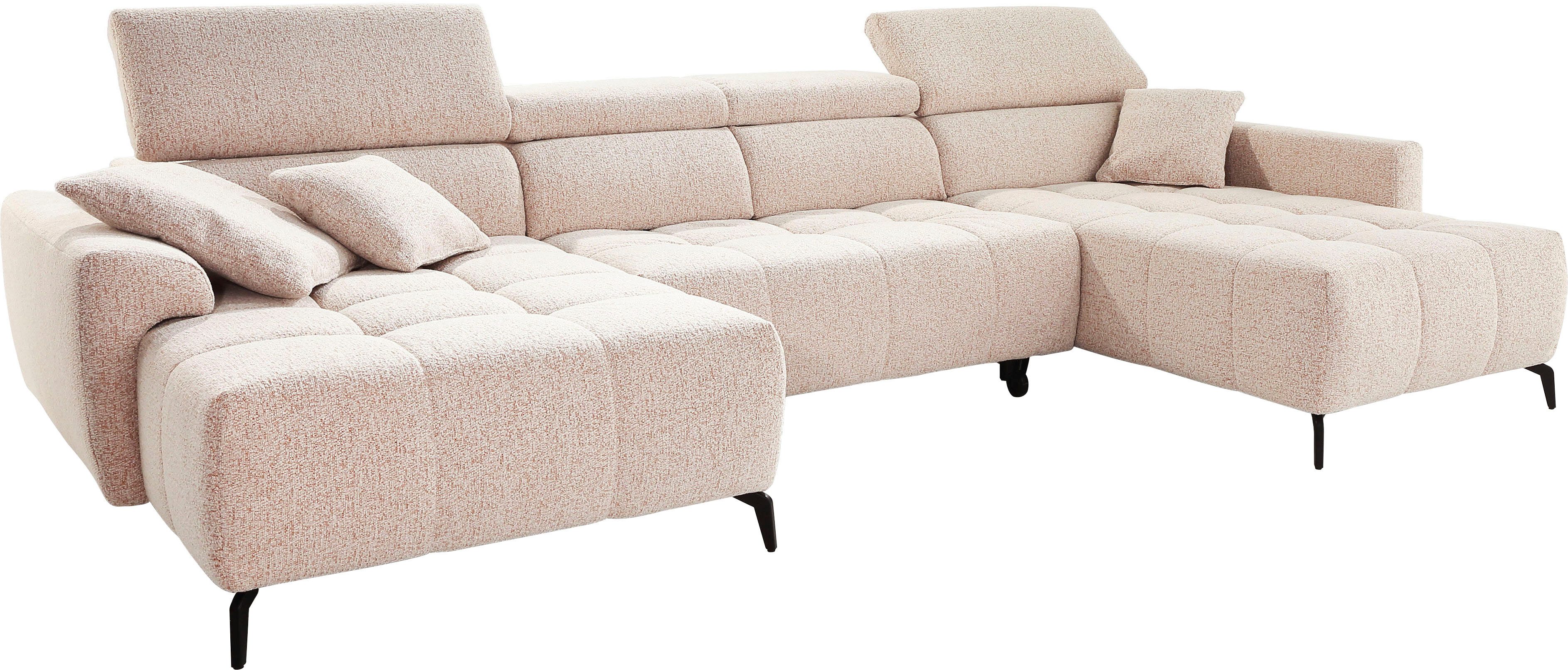 Jockenhöfer Gruppe Wohnlandschaft Ultima, U-Form, B: 363cm, mit 60 cm elektrischer Sitztiefenverstellung, 140kg Belastbarkeit je Sitz, verstellbaren Kopfstützen, USB-Ports