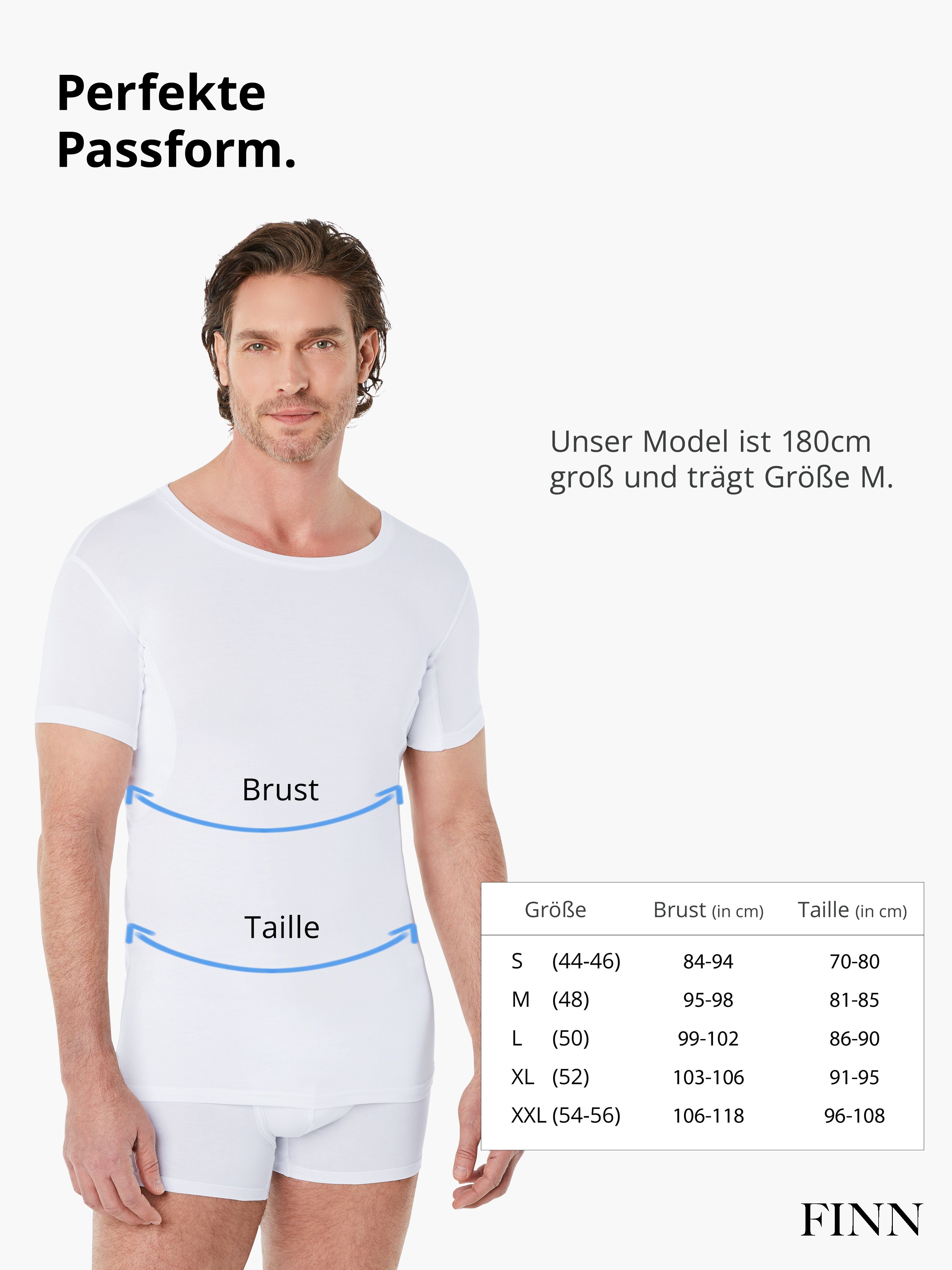 Schutz mit Wirkung vor Unterhemd Schweißflecken, garantierte Unterhemd Anti-Schweiß 100% Design FINN Rundhals Herren