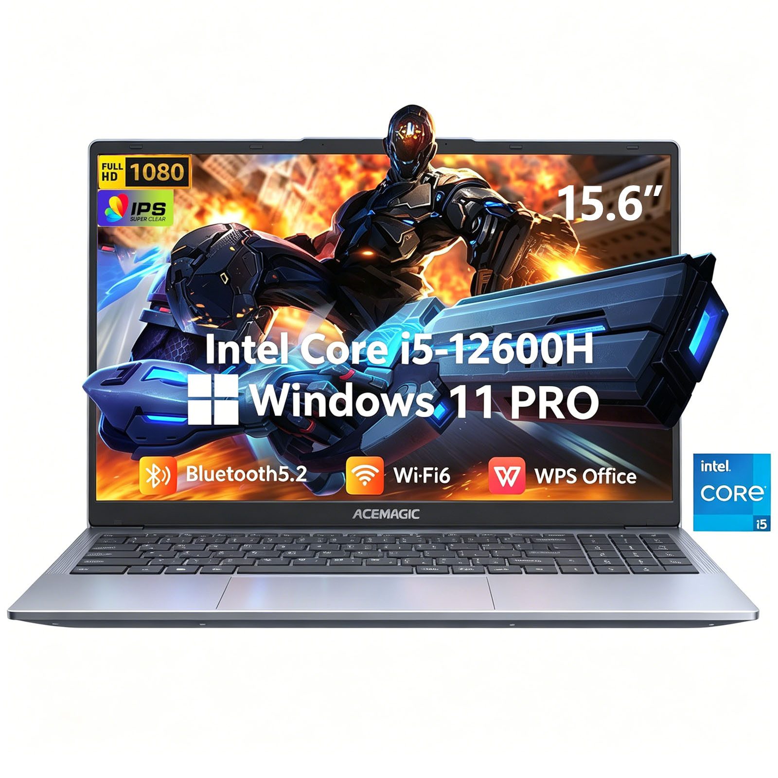 ACEMAGIC Laptop 15,6 Zoll, Intel Core i5-12600H, 16 GB DDR4, 512 GB SSD Gaming Notebook (39,62 cm/15.6 Zoll, Intel Intel Core i5-12600H Core i5-12600H, Intel lris Xe Graphics, 16 GB, 512 GB SSD, Windows 11 Pro, Intel Iris Xe Grafik, WiFi 6, FHD+ IPS, bis zu 4.5GHz)