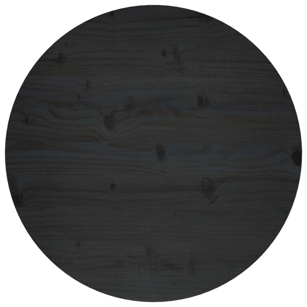 furnicato Tischplatte Schwarz Ø60x2,5 cm Massivholz Kiefer (1 St)