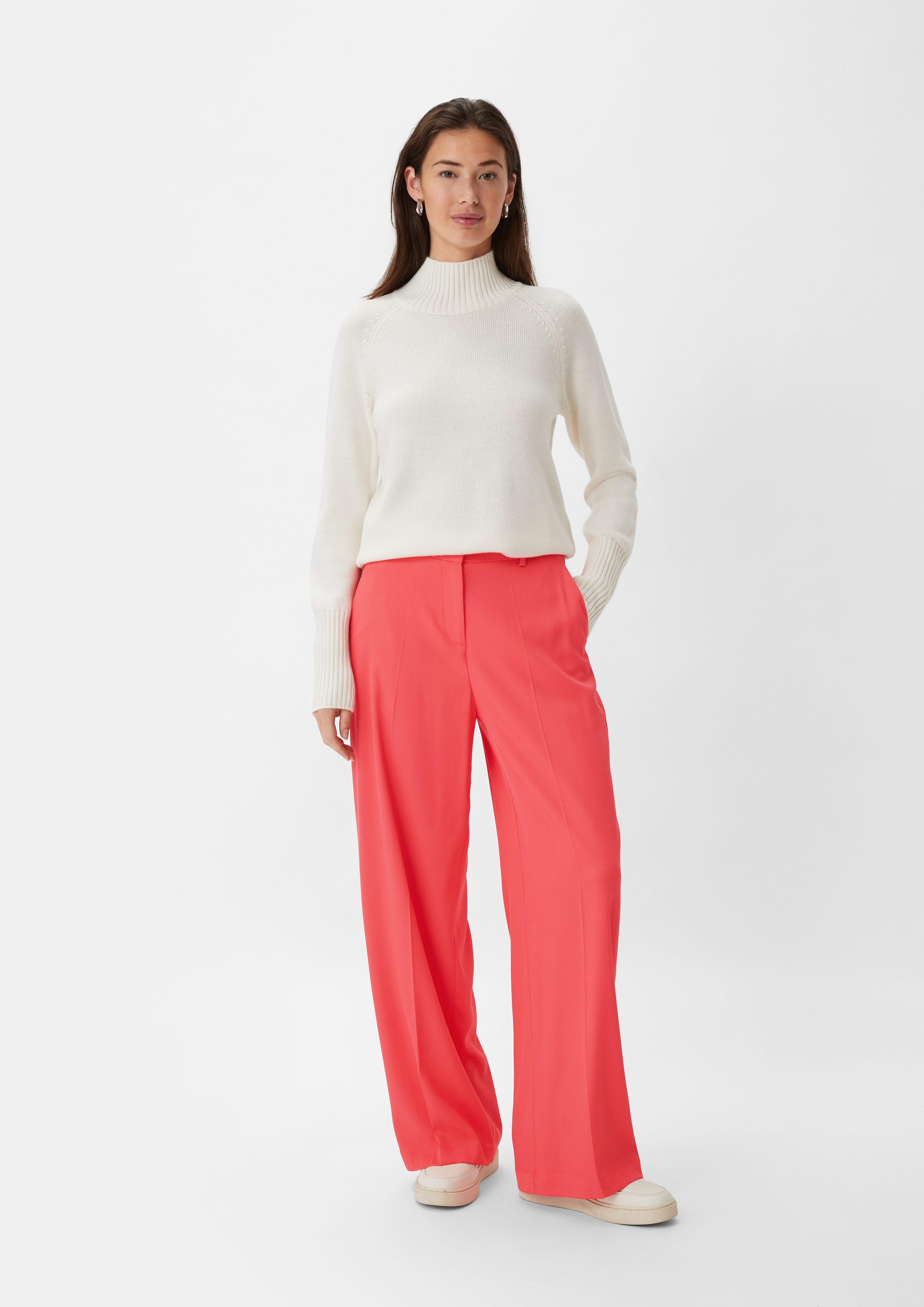 Stoffhose Regular: Twillhose mit Wide Leg