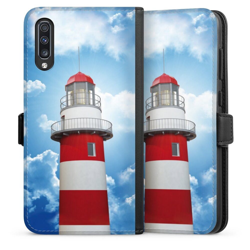 DeinDesign Handyhülle Leuchtturm Wolke Himmel Leuchtturm, Samsung Galaxy A70 Hülle Handy Flip Case Wallet Cover
