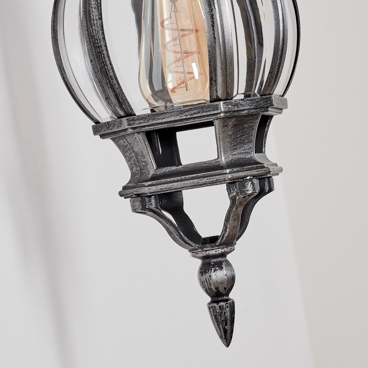hofstein Außen-Wandleuchte Außenwandlampe aus Metall/Glas in Schwarz/Silberfarben/Klar, ohne Leuchtmittel, Wandleuchte im Vintage/Antik/Landhaus-Design, E27, IP44