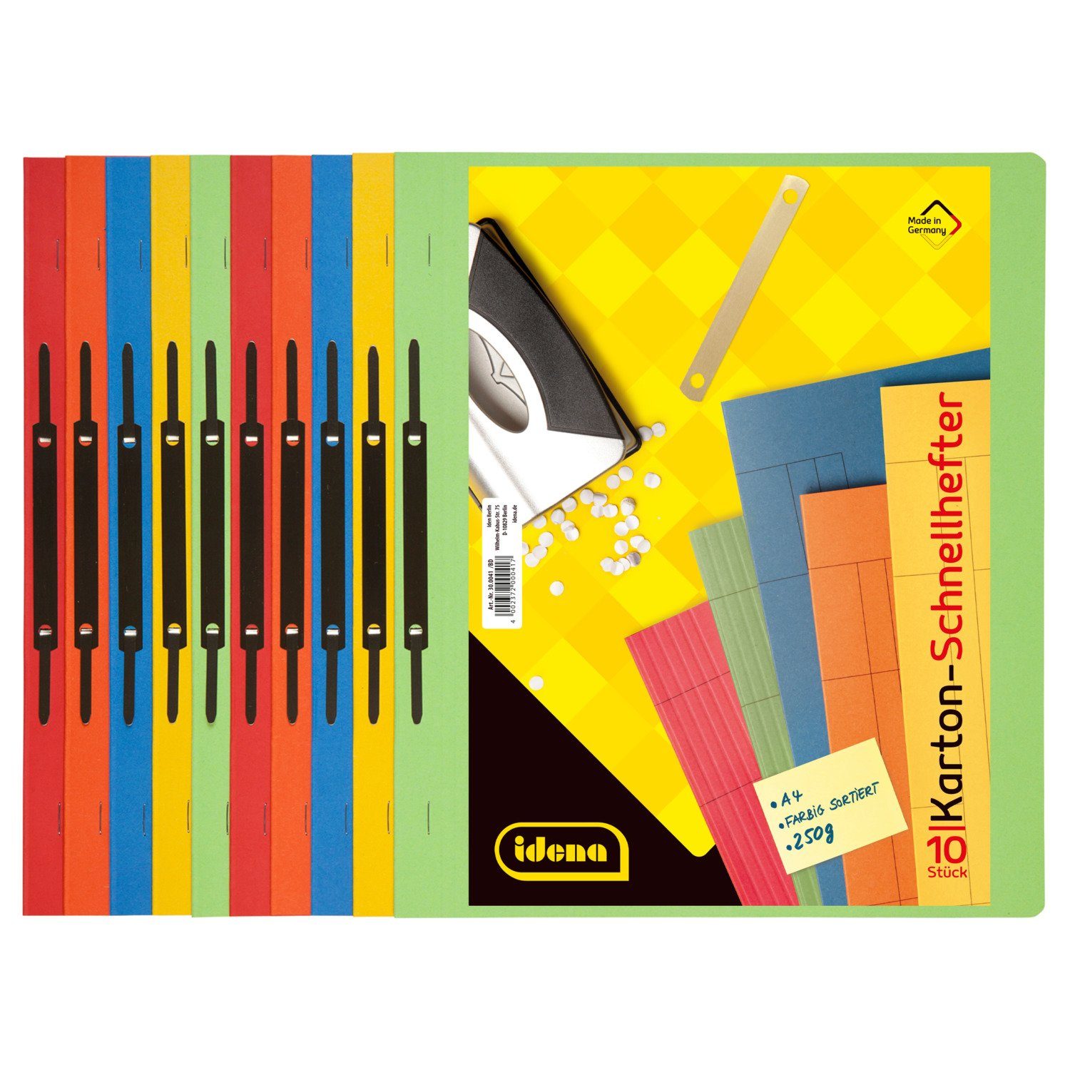 Idena Hefter Idena 300041 - Kartonschnellhefter, 250 g/m², DIN A4, 5-fach farbig