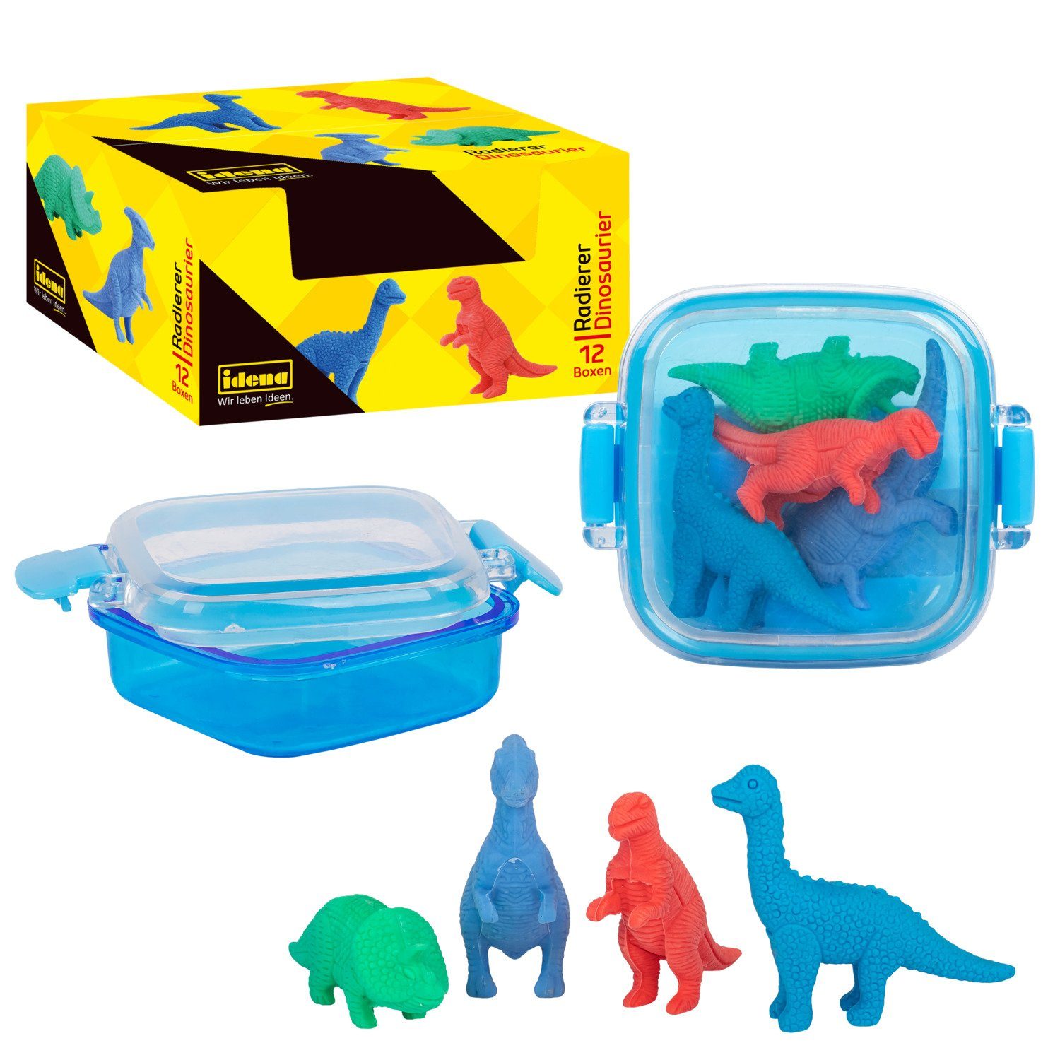 Idena Radiergummi Idena 20111 - Radierer in Box, 4 Dinosaurier