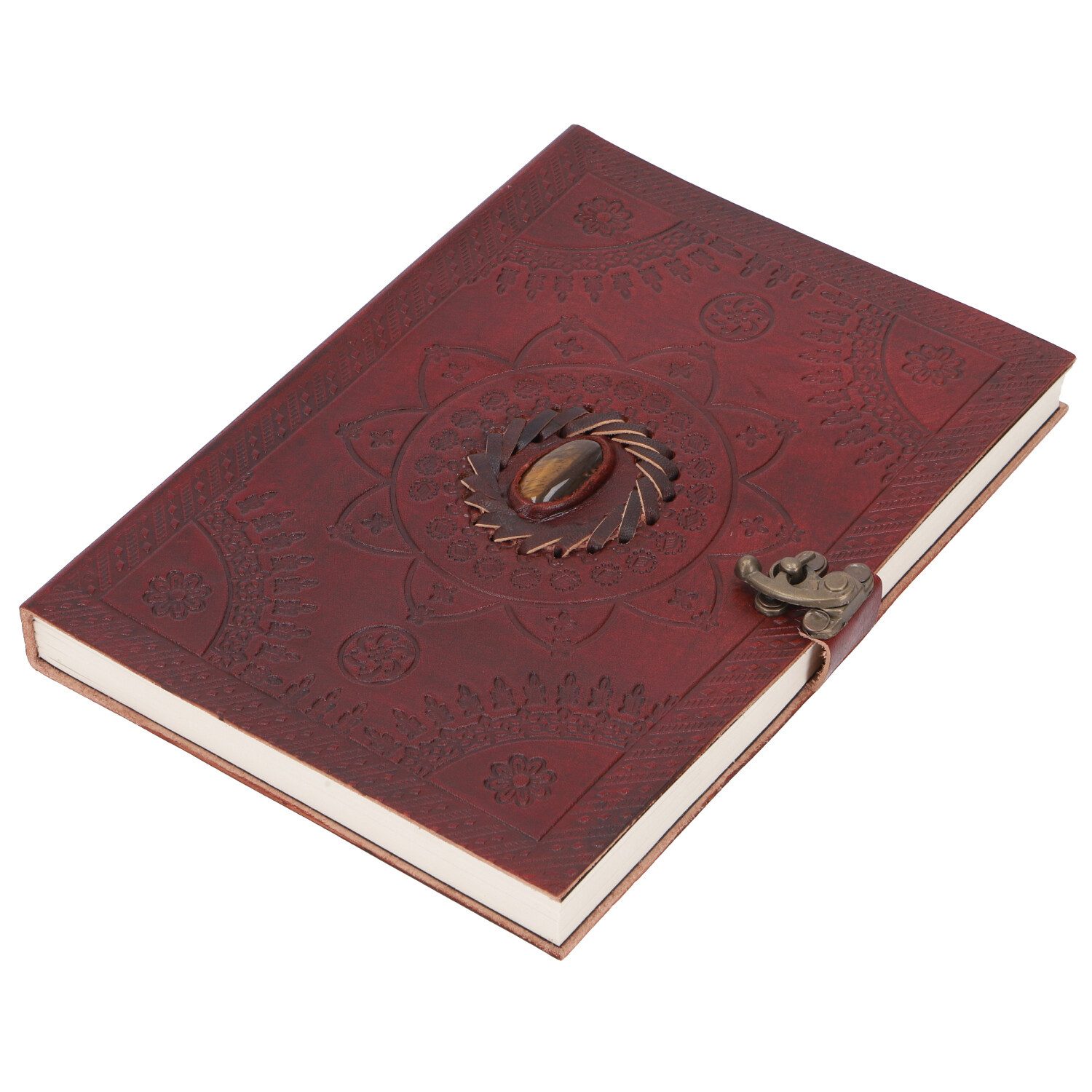 Guru-Shop Tagebuch Lederbuch, verziertes Notizbuch, Tagebuch,..