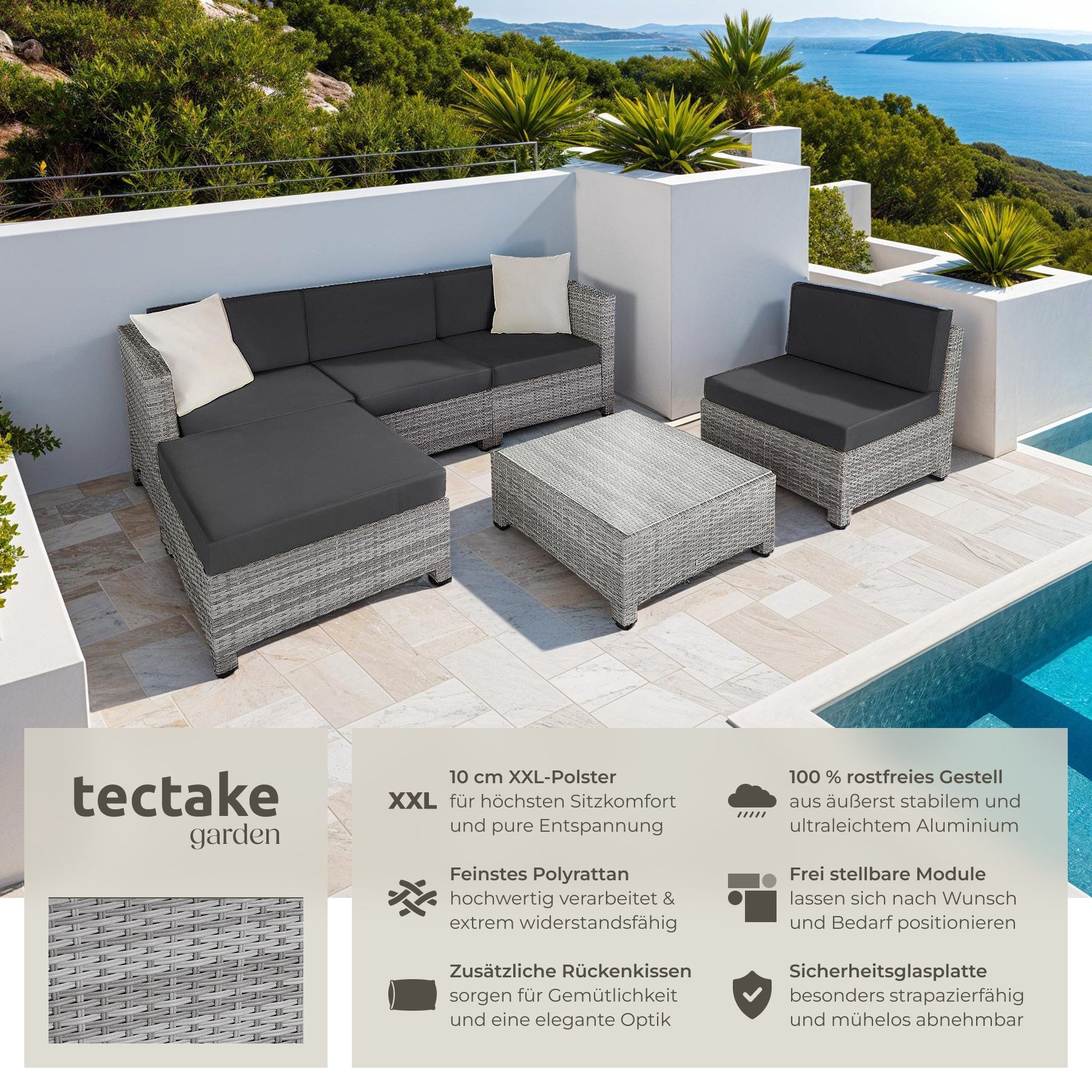 tectake Loungeset Rattan Lounge, (Set, 6-tlg), günstig online kaufen