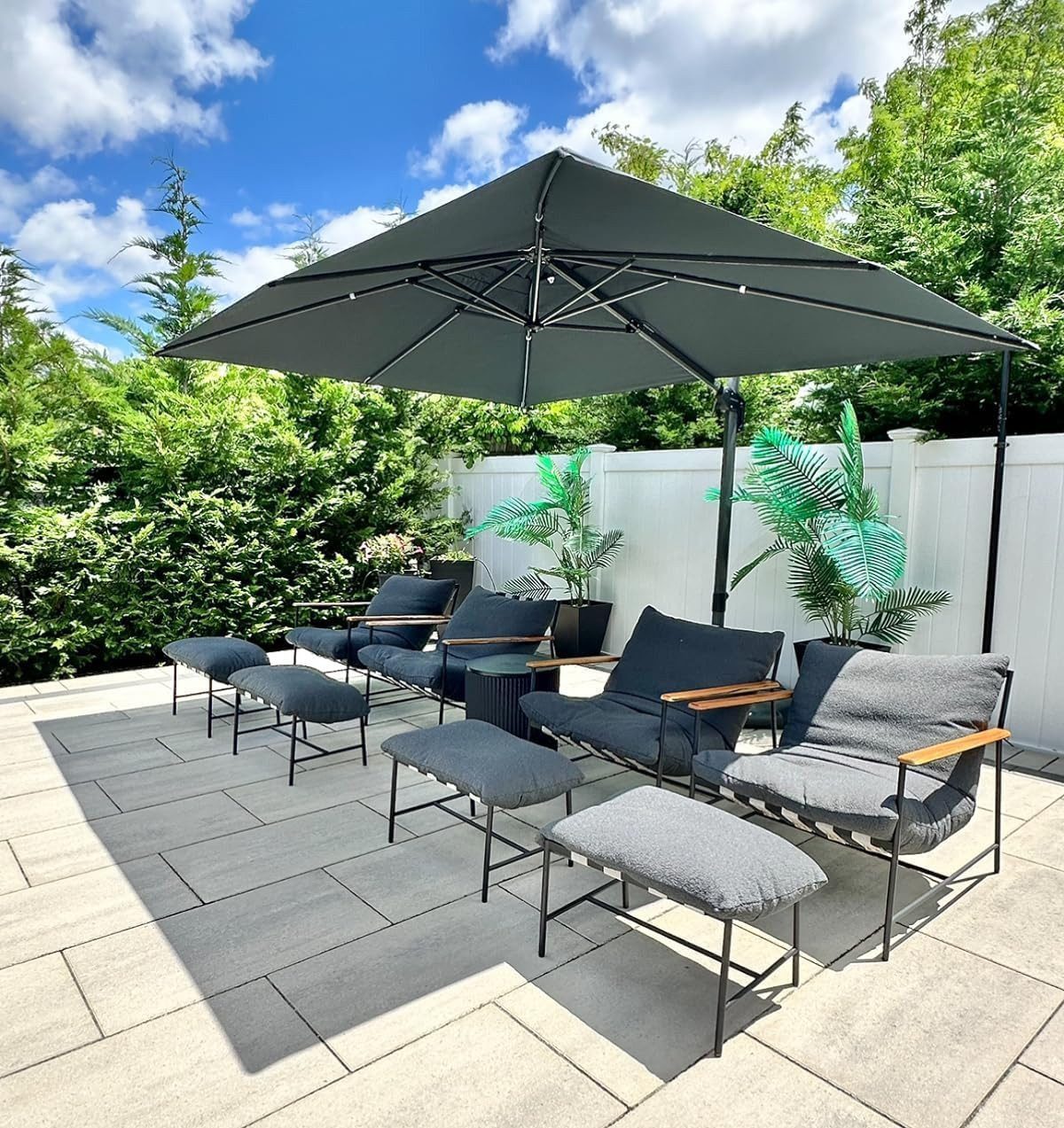 PURPLE LEAF Sonnenschirm Quadratischer Alu Außenbereich Ampelschirm mit Schirmständer, LxB: 300,00x300,00 cm, 360°Rotation, Sonnenschutz UV50+, für Garten, Terr – Bild 5 von 5