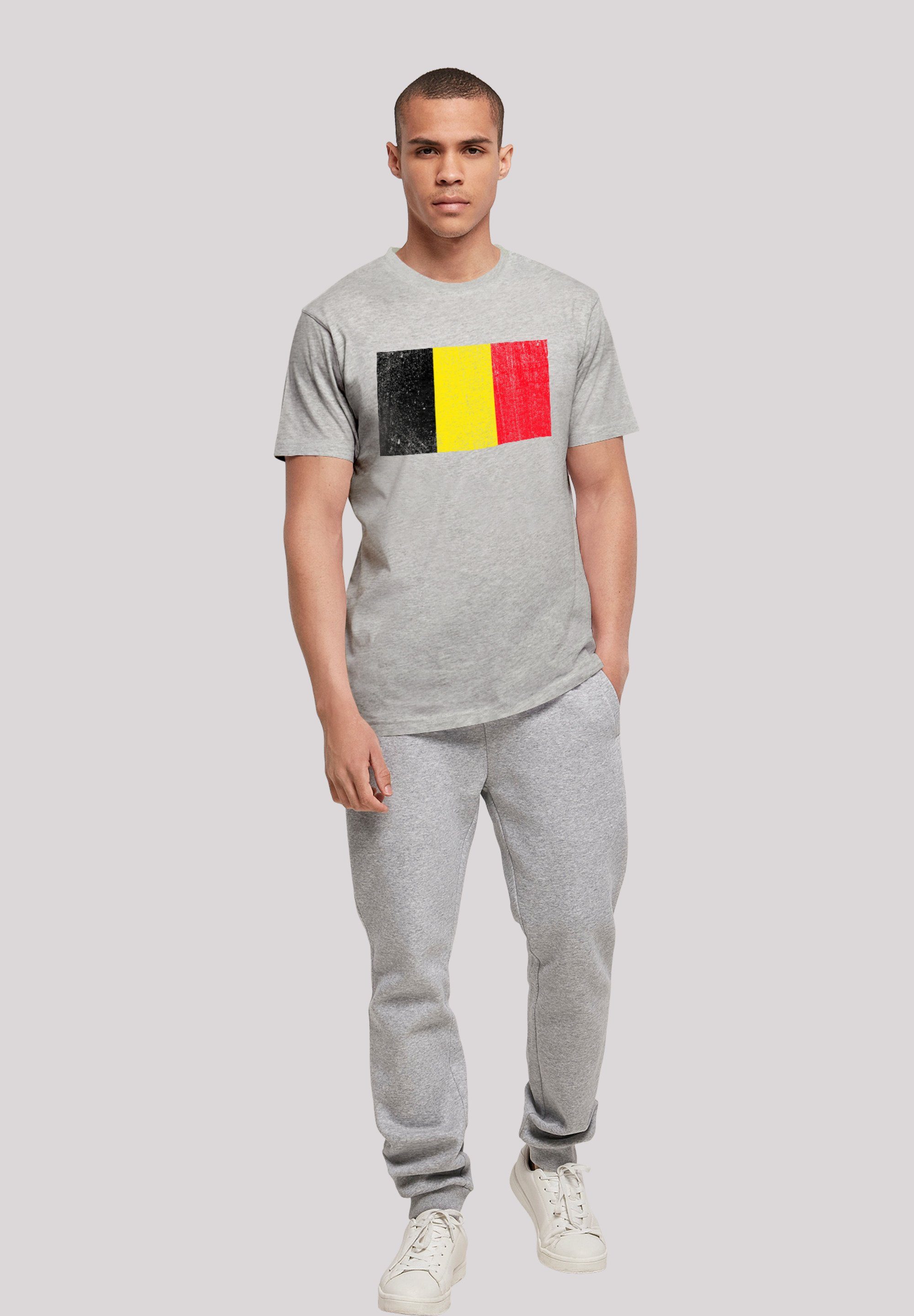 Flagge F4NT4STIC Print Belgium T-Shirt grey Belgien heather