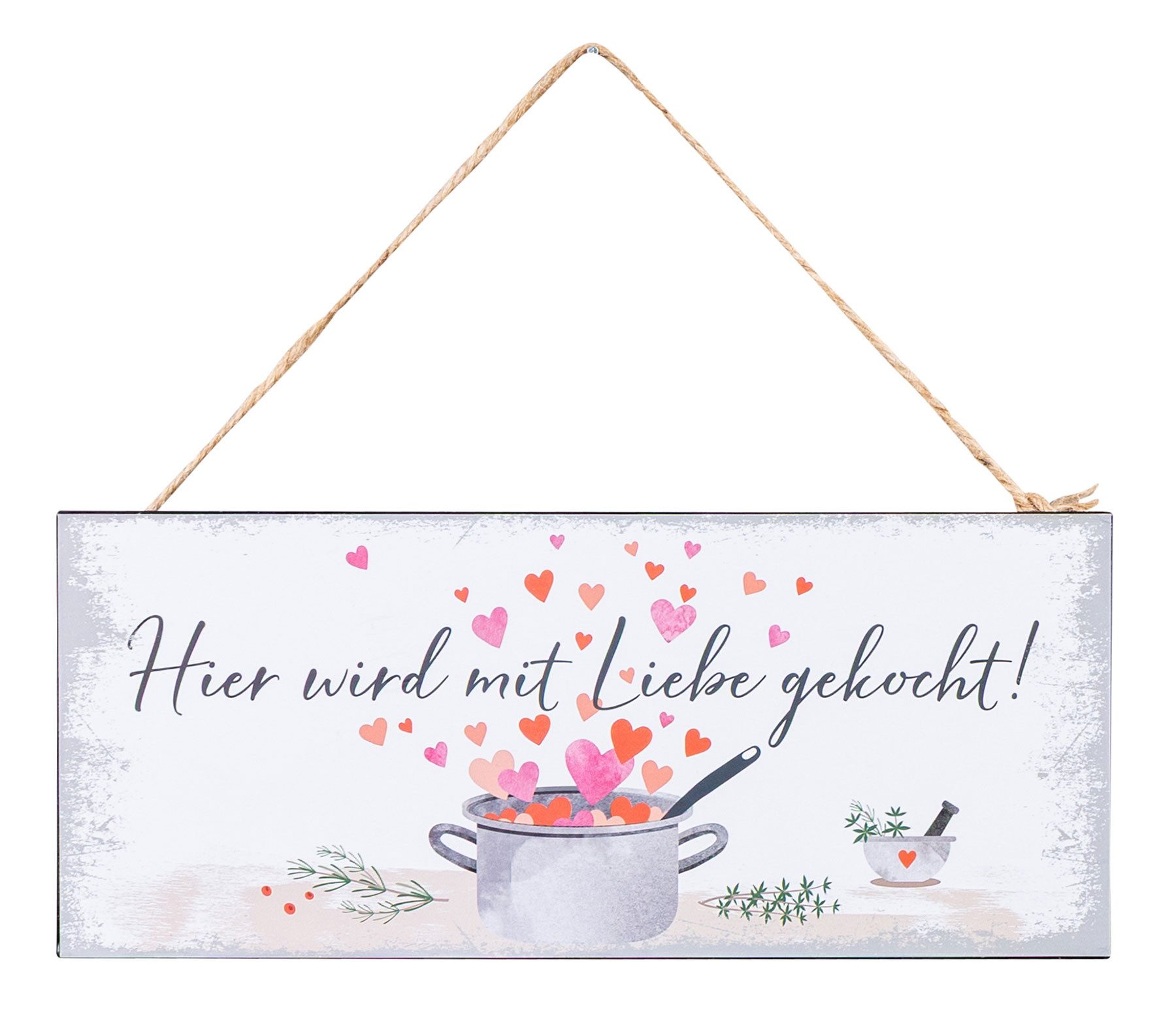Levandeo® Metallbild, Schild L30cm Mit Liebe gekocht Spruch Metall Wandbild Wanddeko
