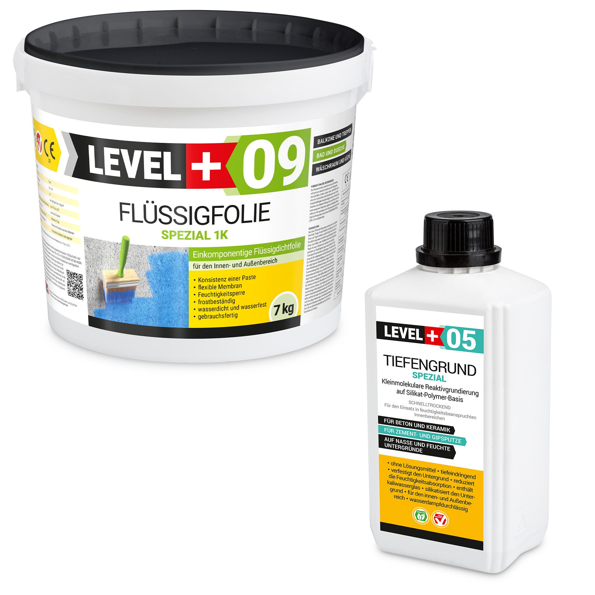 Level+ Dichtstoff Dichtset für Duschabdichtung Dichtband Flüssigfolie 7kg SET74