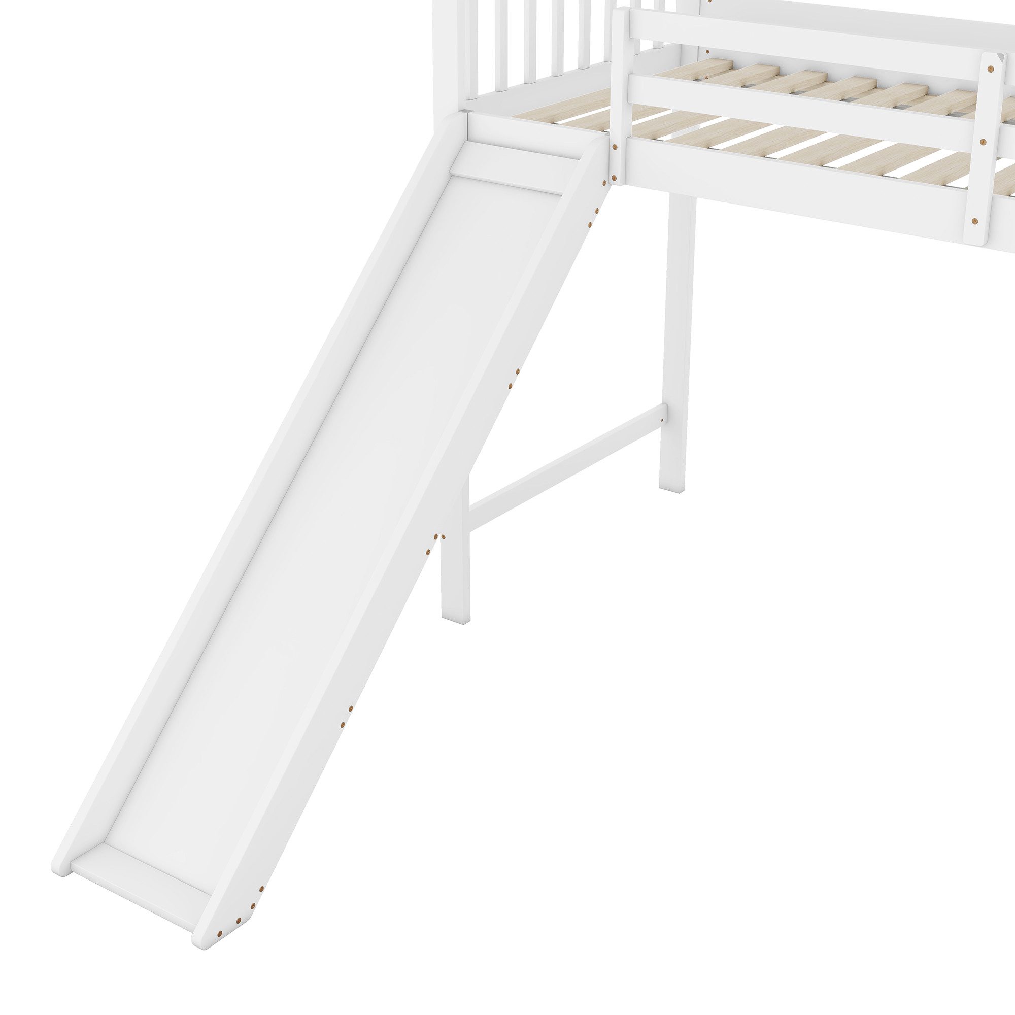 EXTSUD Hochbett 90x200 cm – Kinderbett mit Rutsche, Ablageleiter, weiß – Bild 5 von 5