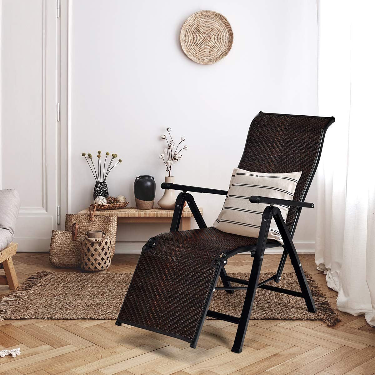KOMFOTTEU Rattanstuhl Freizeitstuhl (2 St), Klappsessel aus PE-Rattan,verstellbarer Rückenlehne – Bild 5 von 5