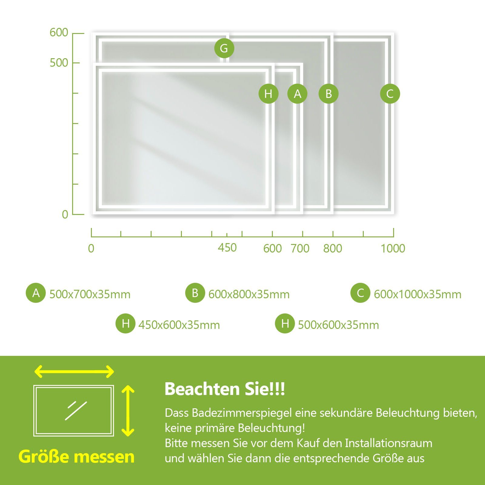 Druckknopfschalter,Beschlagfrei,2 Lichtfarben,Energiesparend Kosmetikspiegel Lichtspiegel S'AFIELINA Badspiegel Led Rechteckiger Wandmontage, Badspiegel