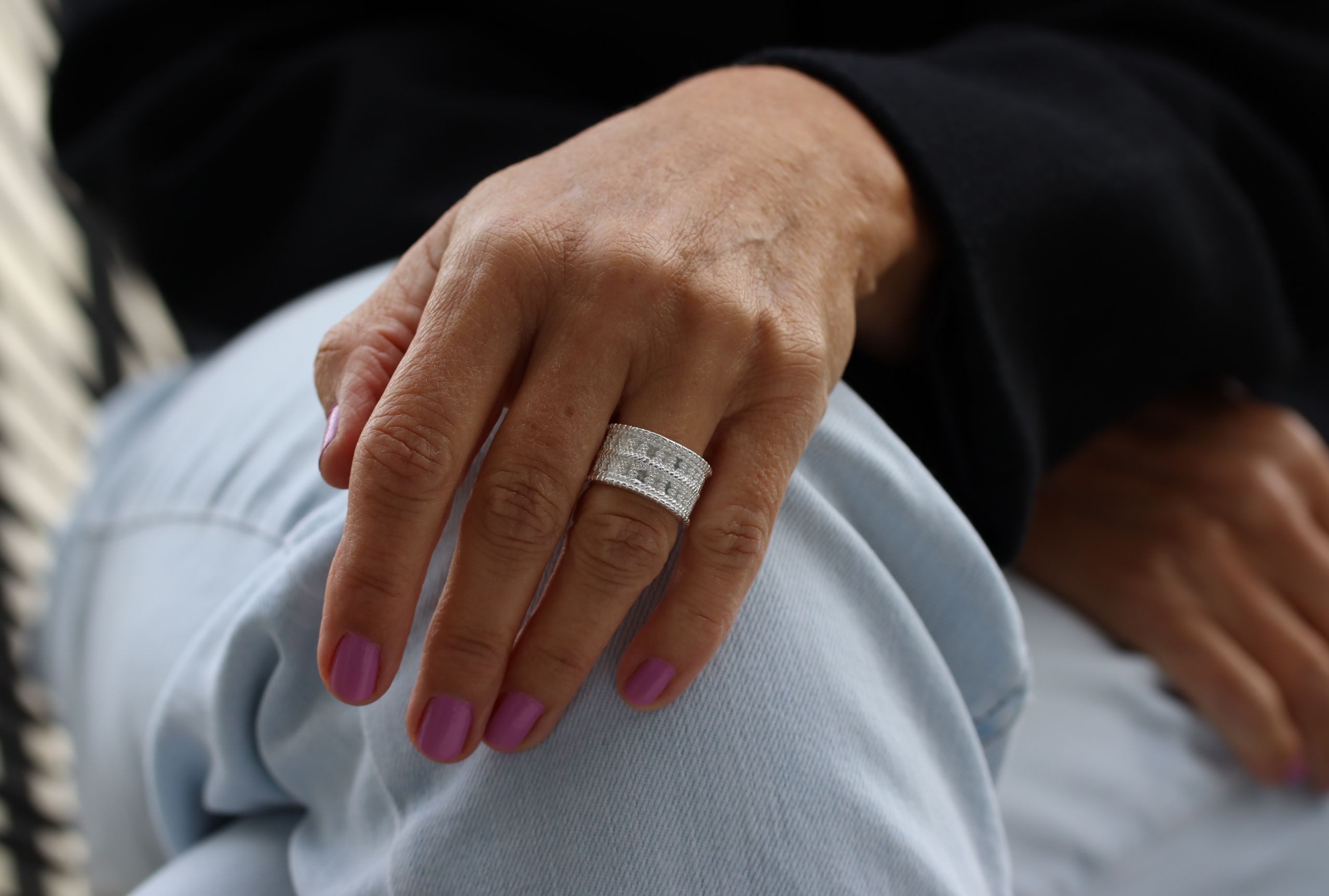 SILBERMOOS Silberring Ring mit doppeltem Ornamentband, 925 Sterling Silber