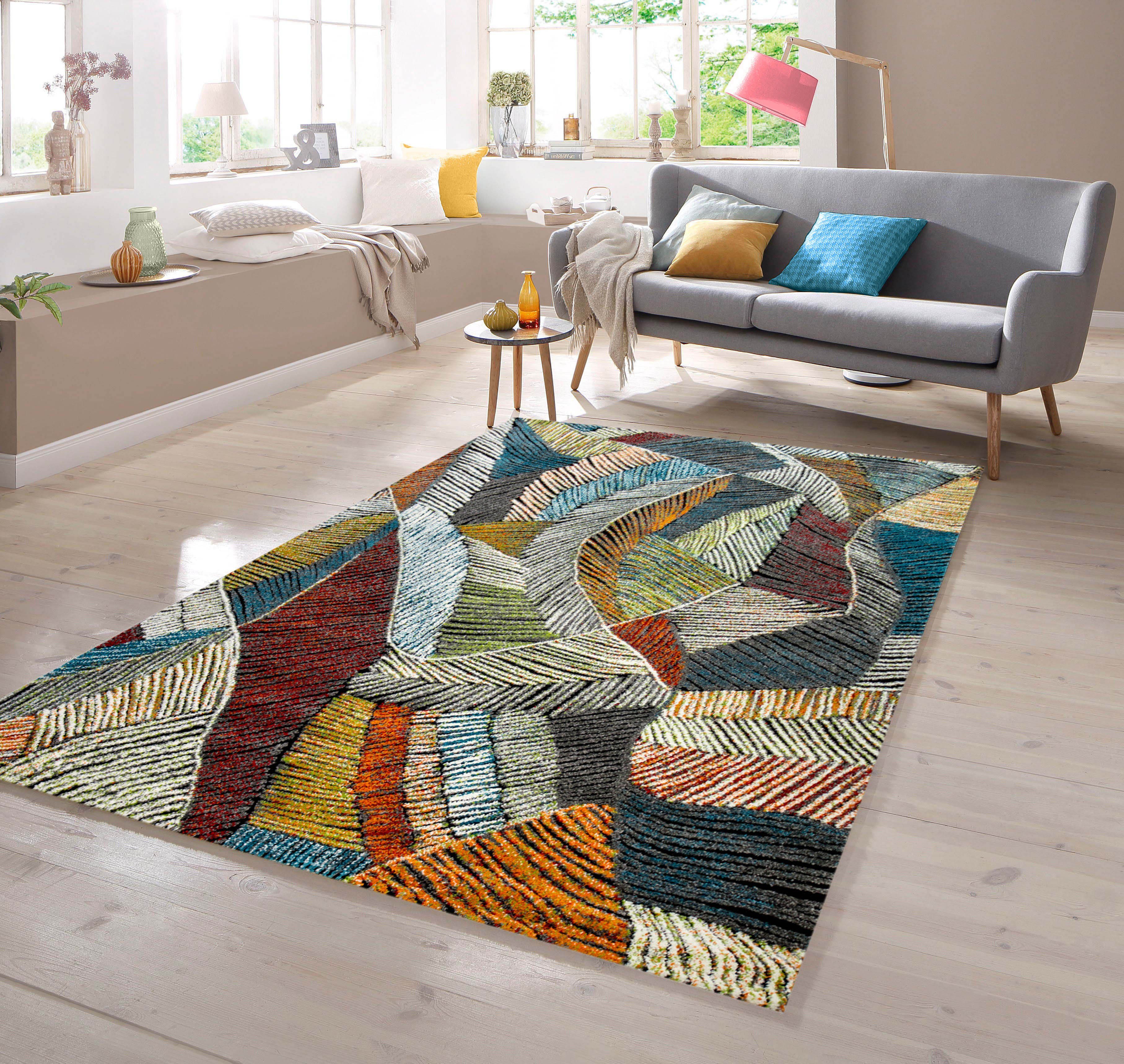 TeppichHome24 Teppich Teppich modern bunt, rechteckig, Höhe: 13 mm