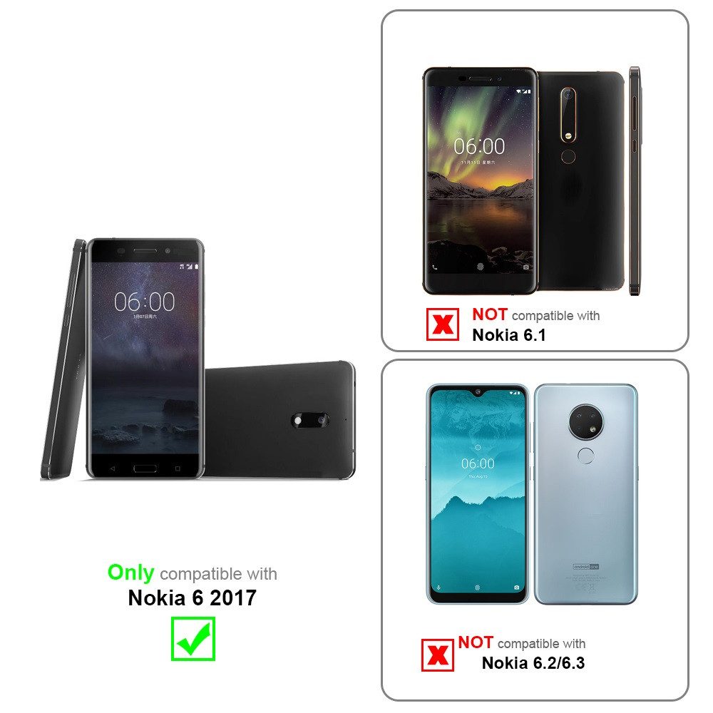 Cadorabo Handyhülle für Nokia 6 2017 Hülle Nokia 6 2017, Hülle Schutzhülle mit Standfunktion, Kartenfach und Magnetverschluss