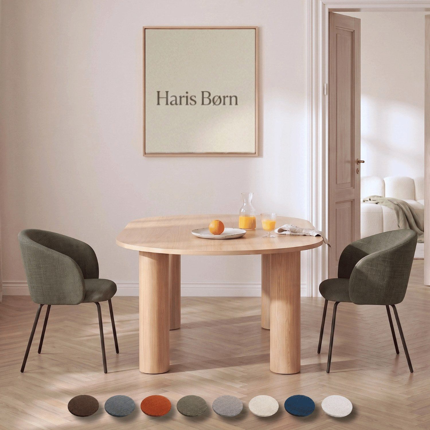 Haris Børn Esszimmerstuhl mit Armlehnen NØR - Hochwertige Polsterstühle für Esszimmer (Set, 2 St), Grün - Premium Esszimmer Stühle & Wohnzimmer Stühle