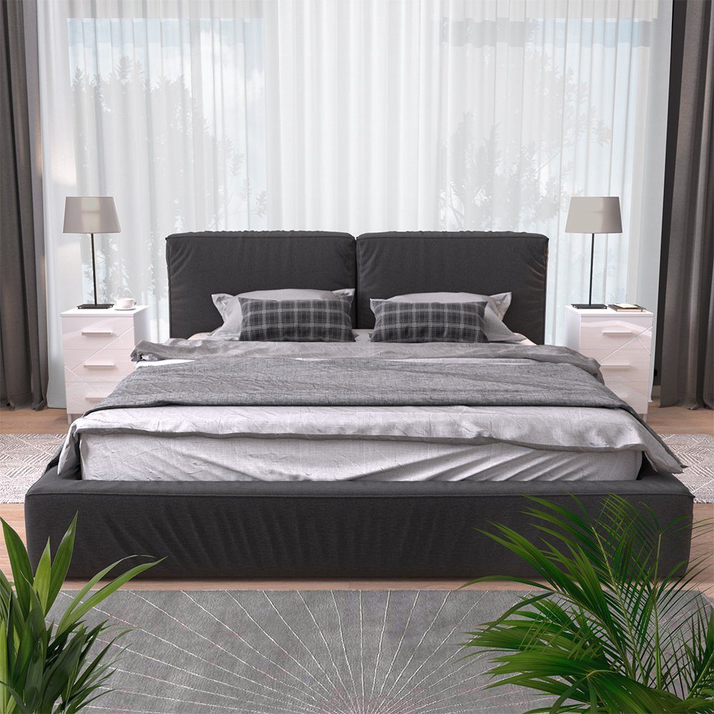 Vicco Nachtschrank Irma, Weiß Hochglanz, 37.6 x 66 cm 2er Set