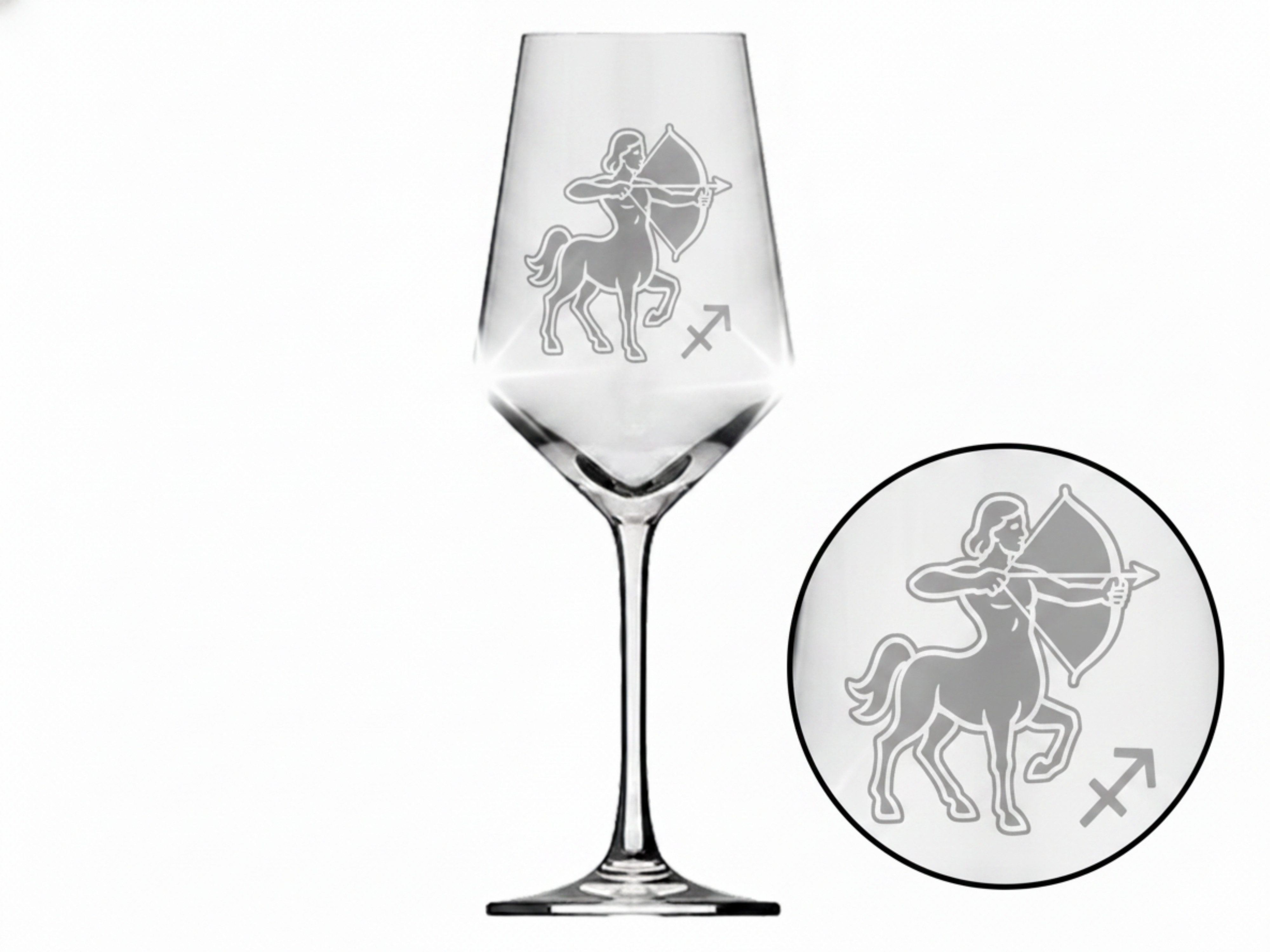 eXODA Weinglas Weinglas Schütze 350ml spülmaschinenfest mit Gravur, 1-tlg., Glas, Atemberaubende Darstellung