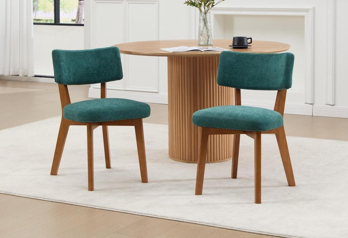 LVHOM Esszimmerstuhl in Naturlook mit Massivholz, Leinenstoff, bequeme Polsterung, 2er-Set (Stoffkomfort, ergonomisch gepolsterter Sitz & Rücken, einfach zu montieren, alltagstauglich robustg, eeignet für mehrere Szenen), Ideal für Esszimmer, Küche, Homeoffice (Essen, Arbeiten, Lesen)